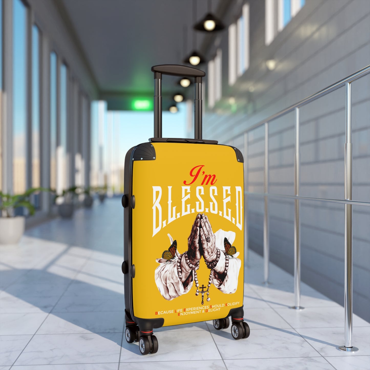 Blessed Travel Suitcase - Stylish Luggage with Inspirational Design, Carry-On Bag, Travel Accessory, Gift for Travelers, Vacation Essentials