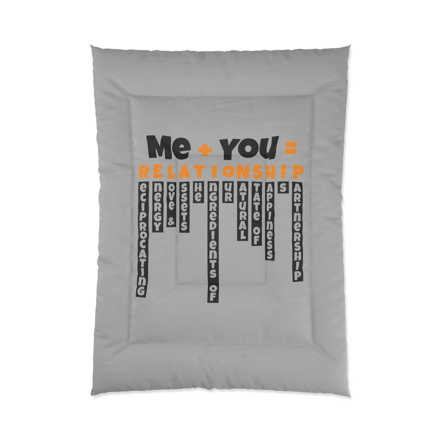 Relationship Comforter, Cozy Bedspread, Bedroom Decor, Gift for Couples, Love Theme Bedding, Relationship Goals Home Accents