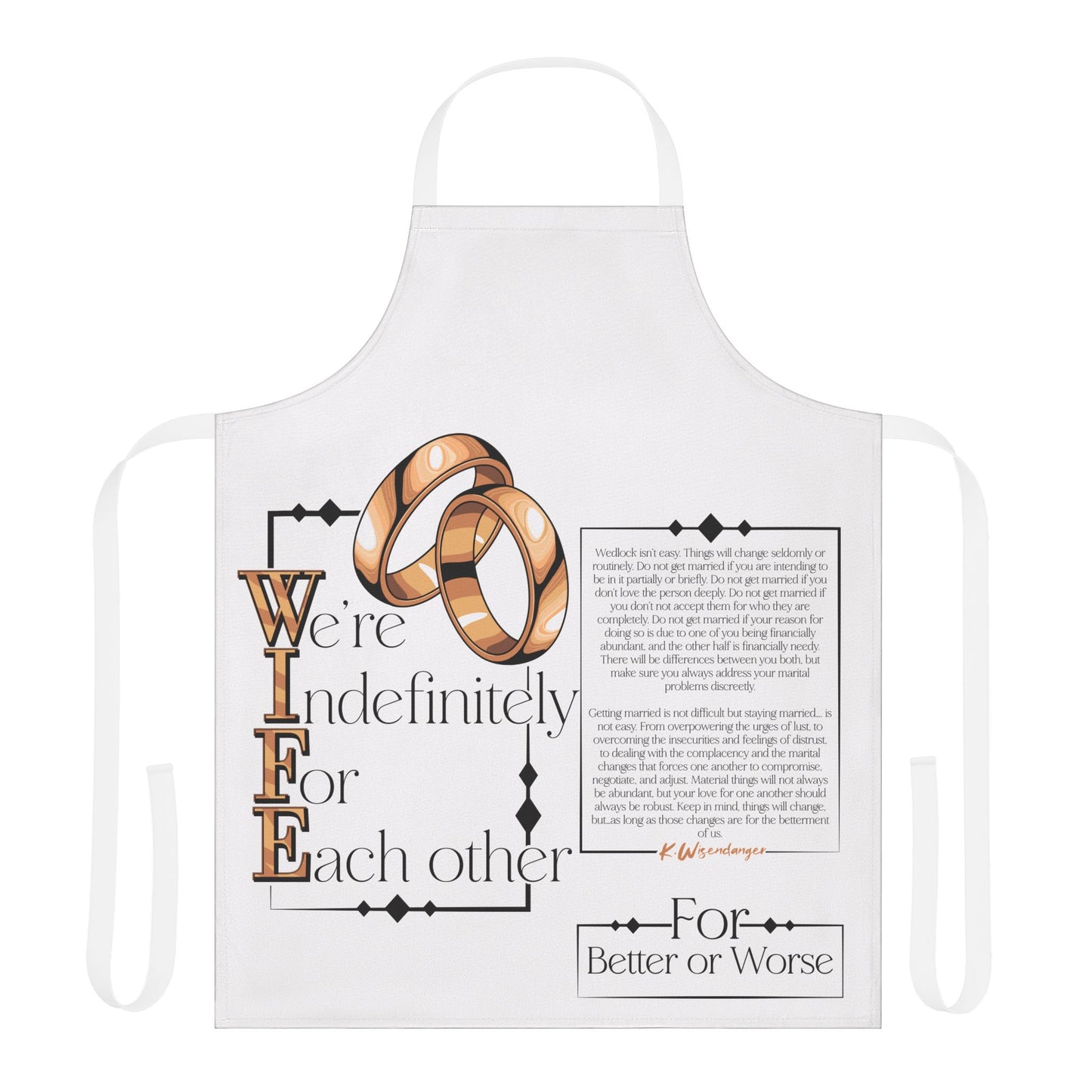 PREMIUM Wedding Vows Apron — “We're Indefinitely For Each Other” Chef Apron (Better or Worse)