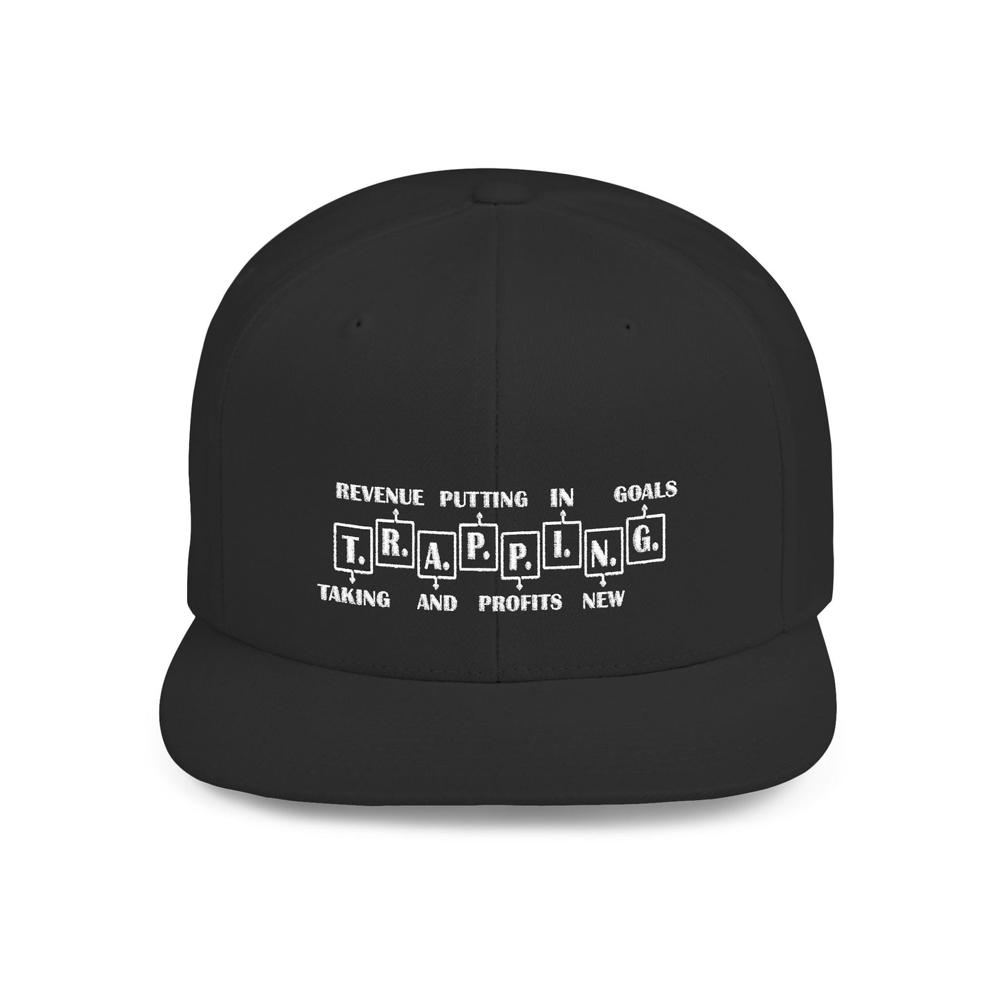 T.R.A.P.P.I.N.G. Motivational Snapback Hat for Goal Getters, Trapping Goals Cap