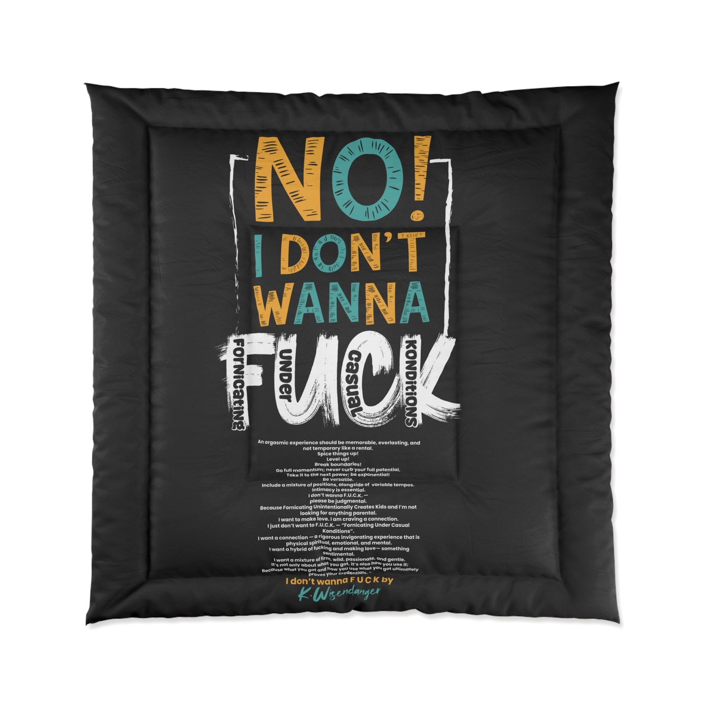 No! I Don't Wanna F*ck Funny Comforter | Cozy Bedroom Décor, Humorous Gift, Unique Bedding, Quirky Bedroom Idea, Mood Enhancer