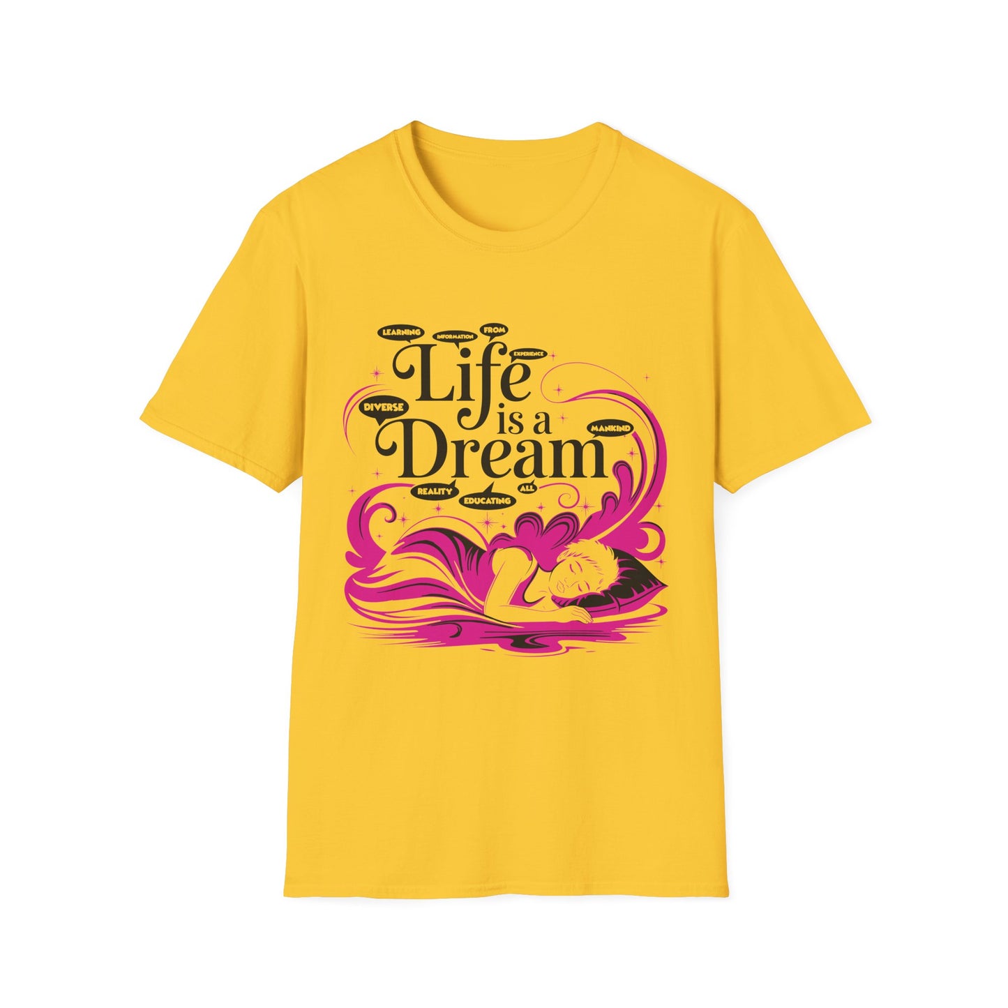 L.I.F.E is a D.R.E.A.M N.I.G.H.T.M.A.R.E. Unisex Softstyle T-Shirt - Whimsical Graphic Tee for Dreamers