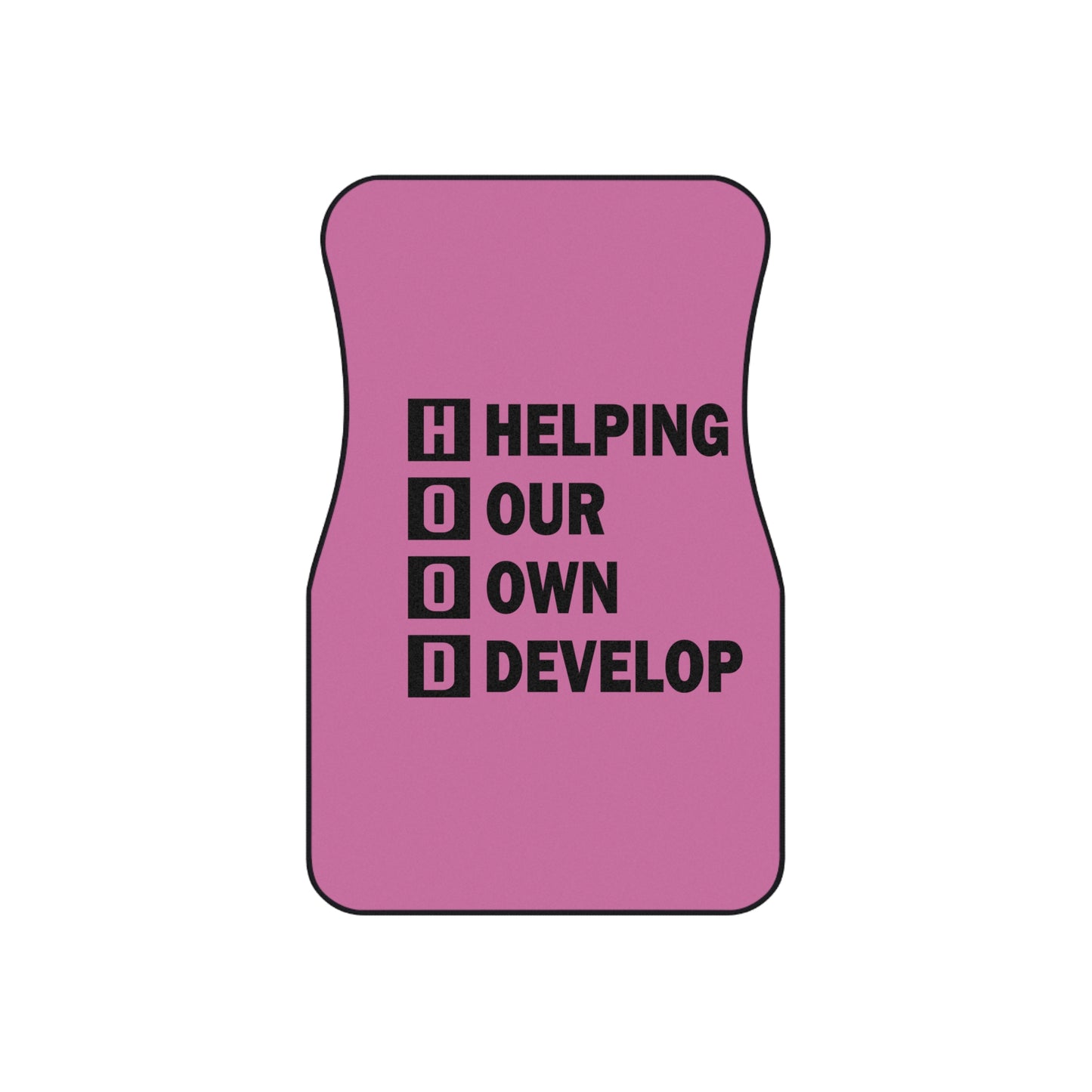 Car Mats — Pink 'HOOD: Helping Our Own Develop' Set of 4