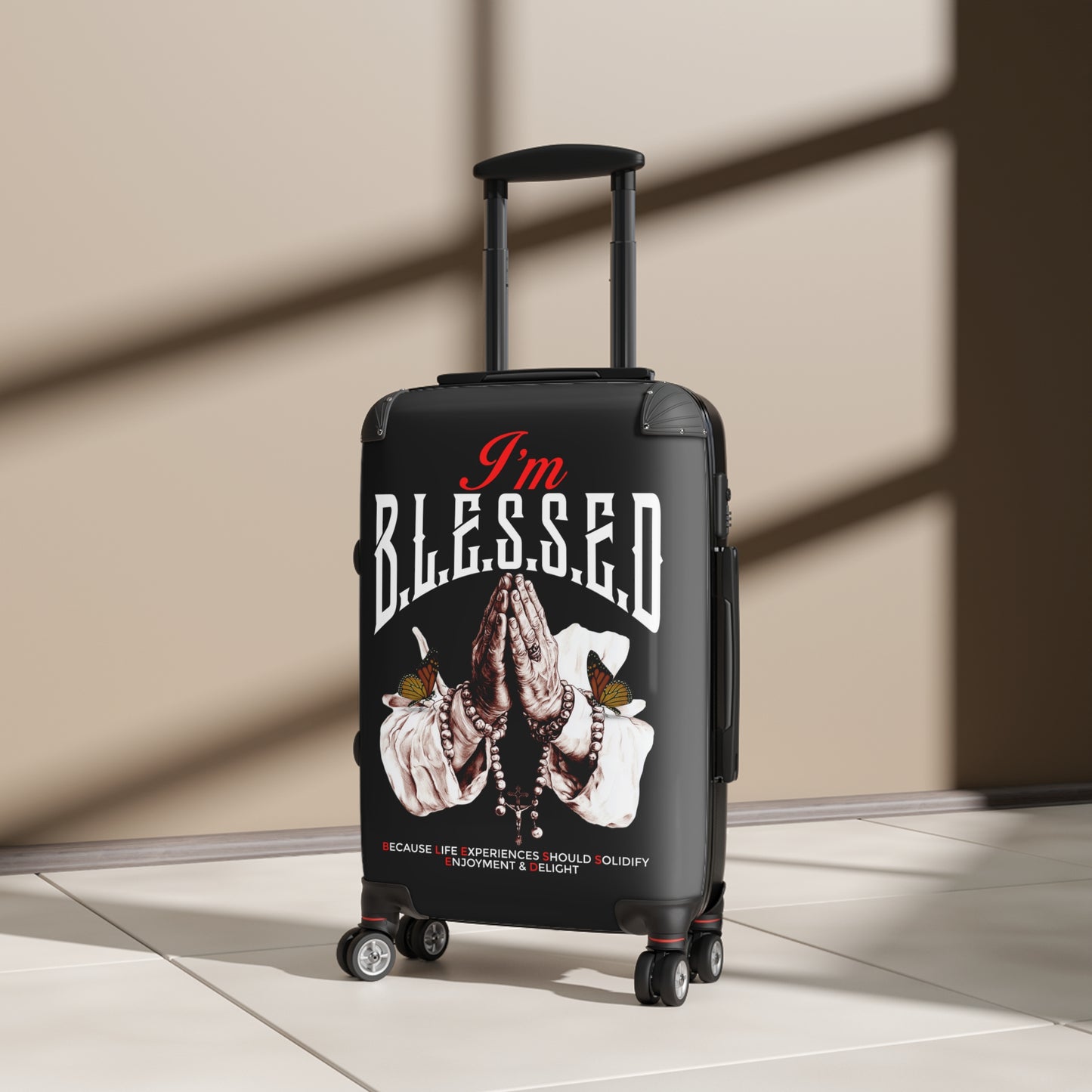 Blessed Travel Suitcase - Carry-On Luggage, Inspirational Gift, Travel Accessory, Unique Décor, Vacation Essentials, Adventure Ready