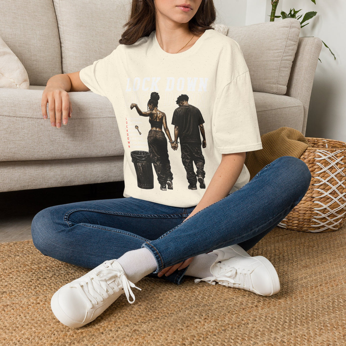 Lock Down Graphic T-Shirt — Holding Hands Street Art Design
