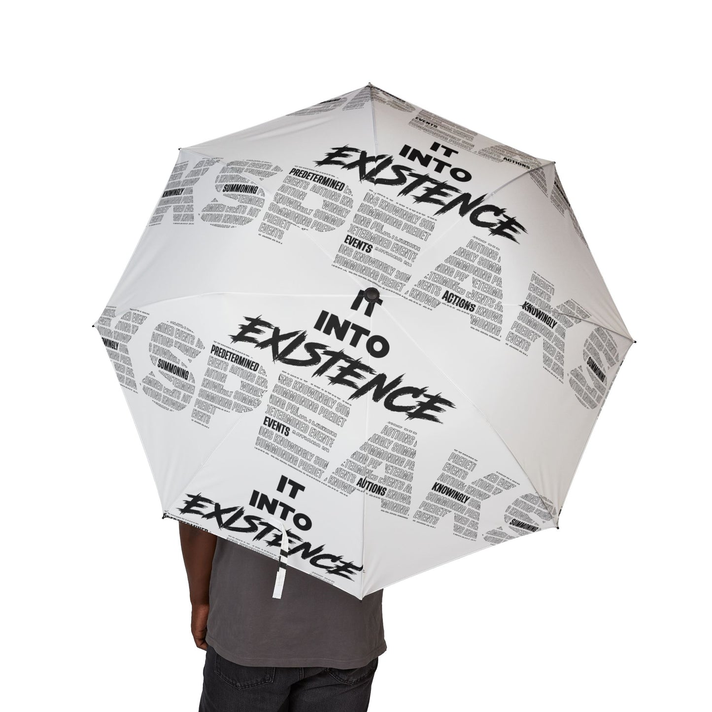 S.P.E.A.K. It Into Existence Trendy Foldable Umbrella - Ideal for Rain or Sun, Lightweight Portable Design