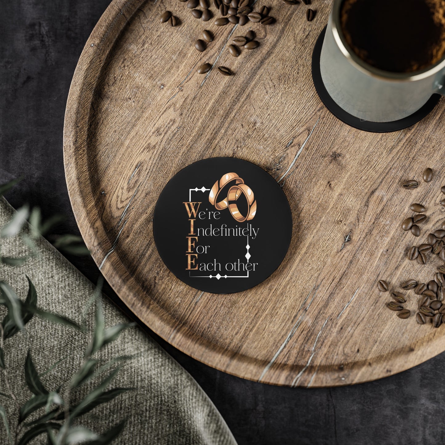 Wife "We're Indefinitely For Each Other" Coasters – Wedding & Anniversary Drink Coaster Set