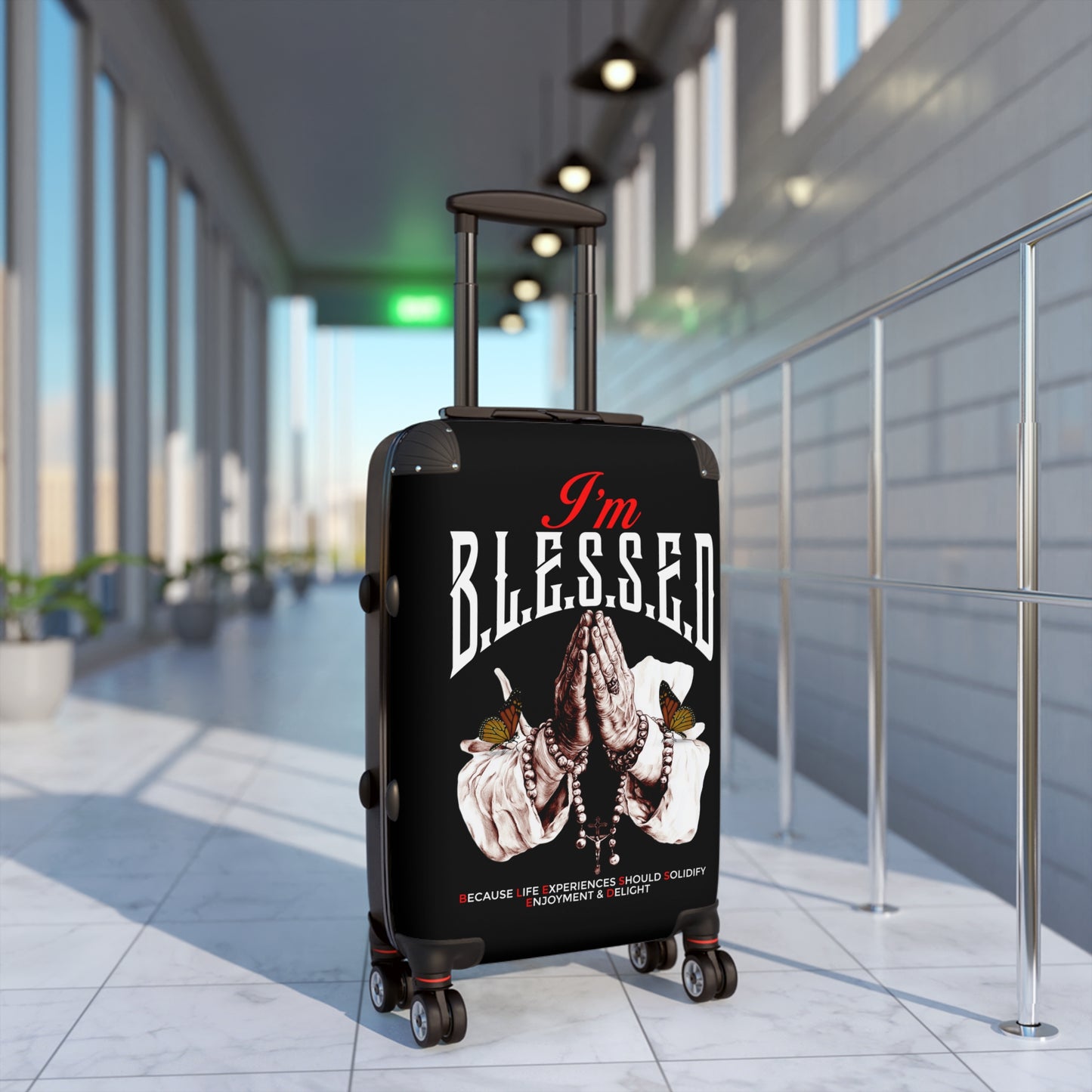 Blessed Travel Suitcase - Carry-On Luggage, Inspirational Gift, Travel Accessory, Unique Décor, Vacation Essentials, Adventure Ready