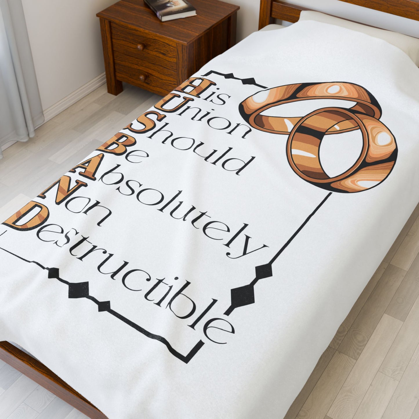 H.U.S.B.A.N.D. His Union Should Be Absolutely Non Destructible Velveteen Plush Blanket, Wedding Gift, Marriage Decor, Anniversary Gift,