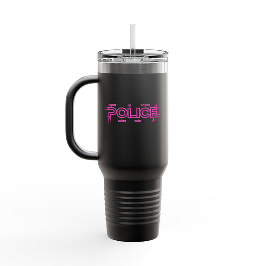 P.O.L.I.C.E. (Professional Officer of Law Improving Communities on Earth) Stylish Insulated Travel Mug, 40oz – Perfect for On-the-Go Hydration, Law Enforcement, Commuters, Coffee Lovers, Summer Travels, Gift for Him/Her