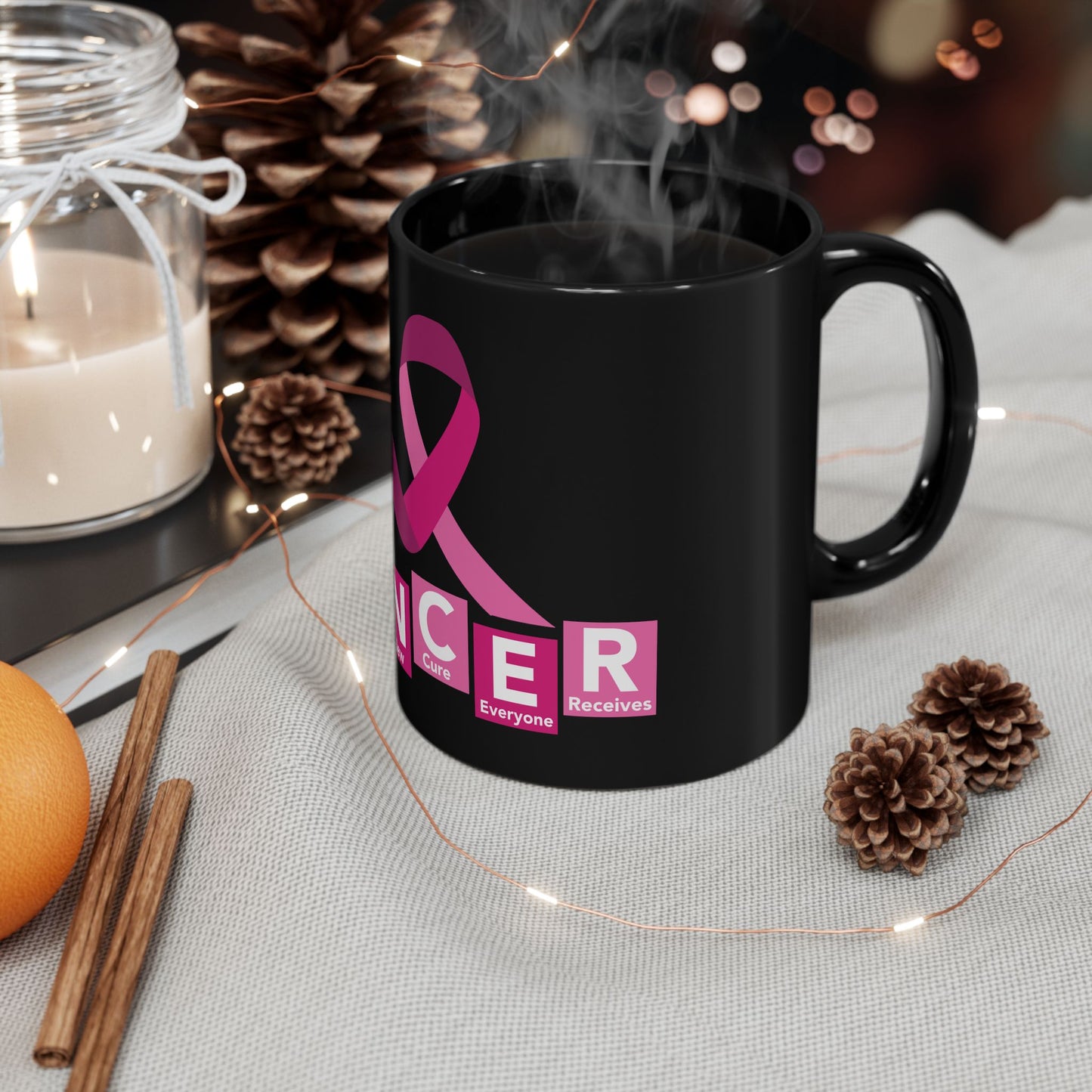 C.A.N.C.E.R. (Create A New Cure Everyone Receives) Awareness Mug, Pink Ribbon Support Cup, Gift for Cancer Warriors, Inspirational Coffee Mug, October Awareness Gift