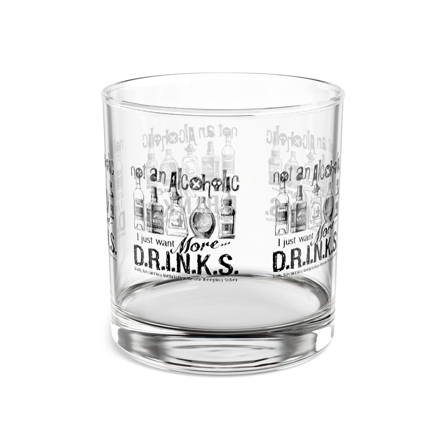 Not An Alcoholic D.R.I.N.K.S. Whiskey Rocks Glass, Fun Barware for Cocktail Lovers, Ideal Gift for Birthdays, Weddings, or Housewarming