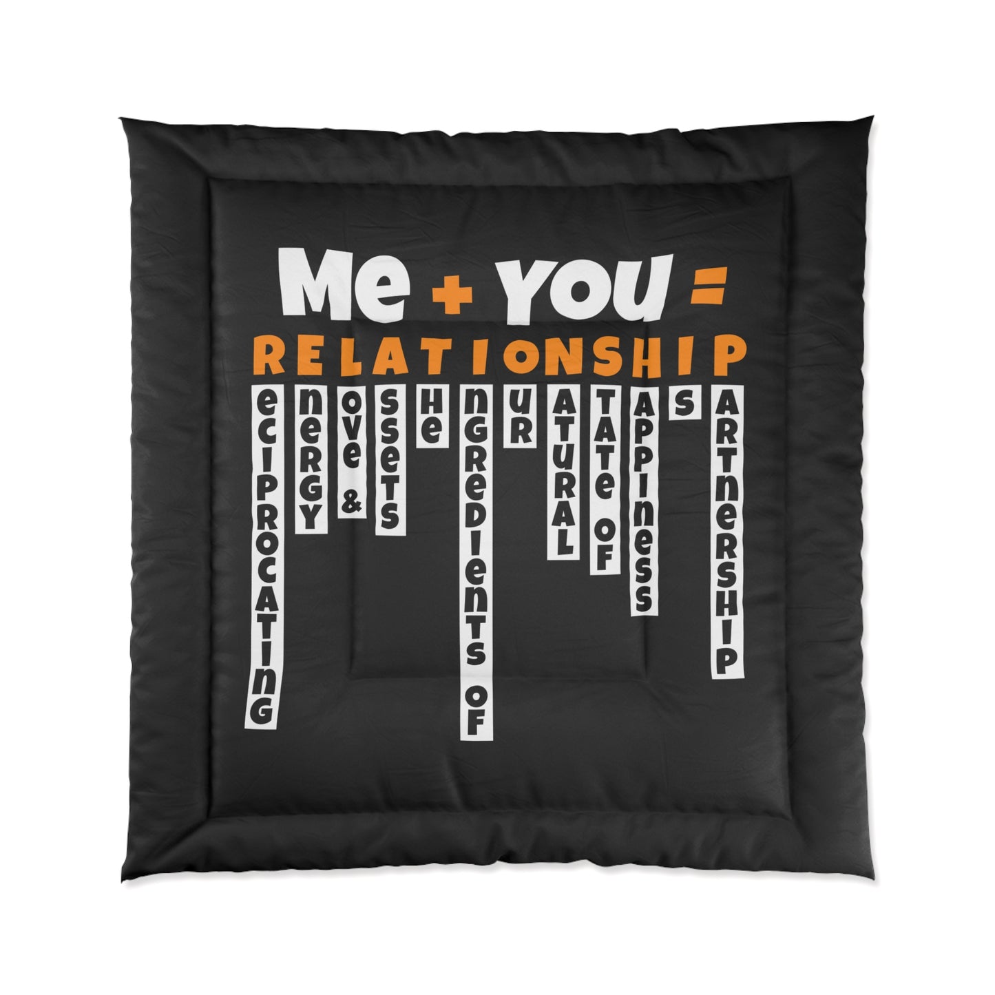 Cozy Relationship Comforter, Black Comforter for Couples, Love Themed Bedding, Valentine’s Day Gift, Romantic Bedroom Decor
