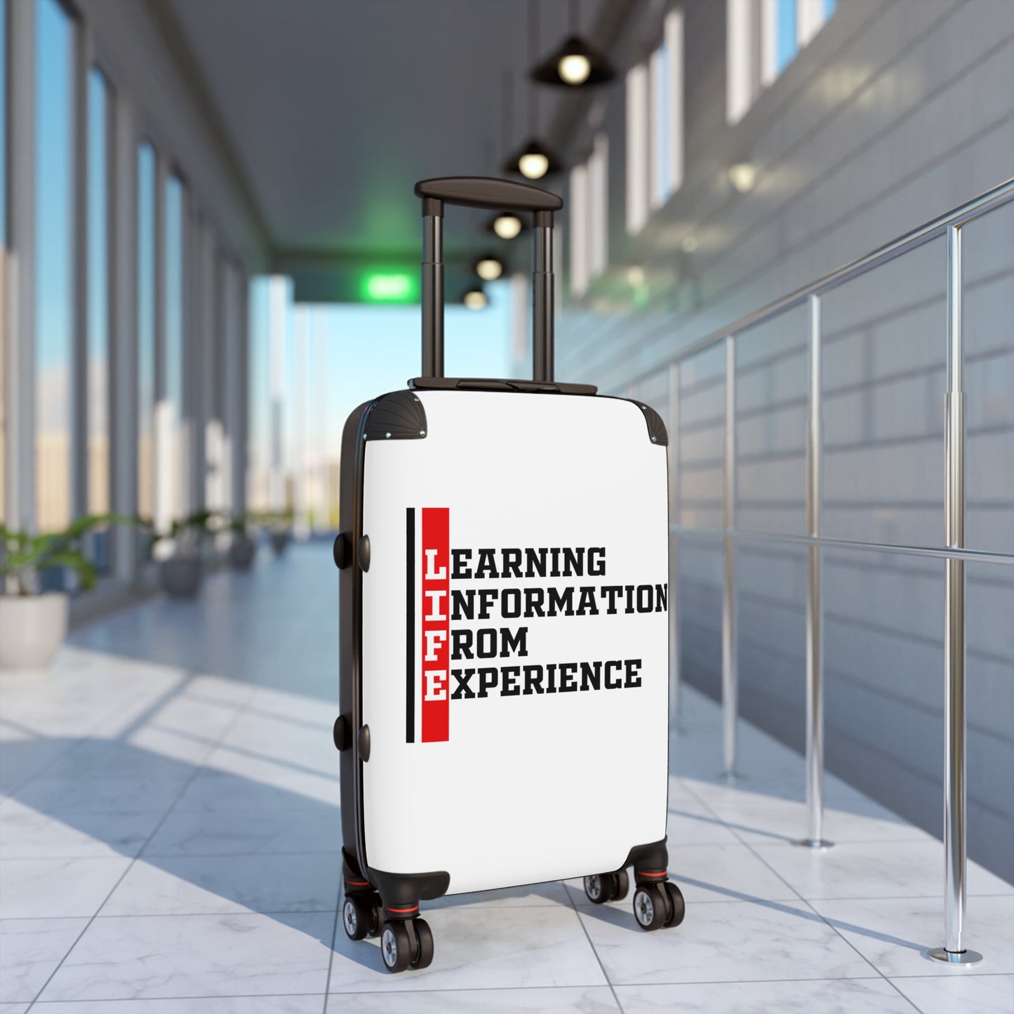 L.I.F.E (Learning Information From Experience) Inspirational Suitcase for Travelers, Durable Luggage for Life Experiences, Travel Accessories, Perfect Graduation Gift, Adventure Ready