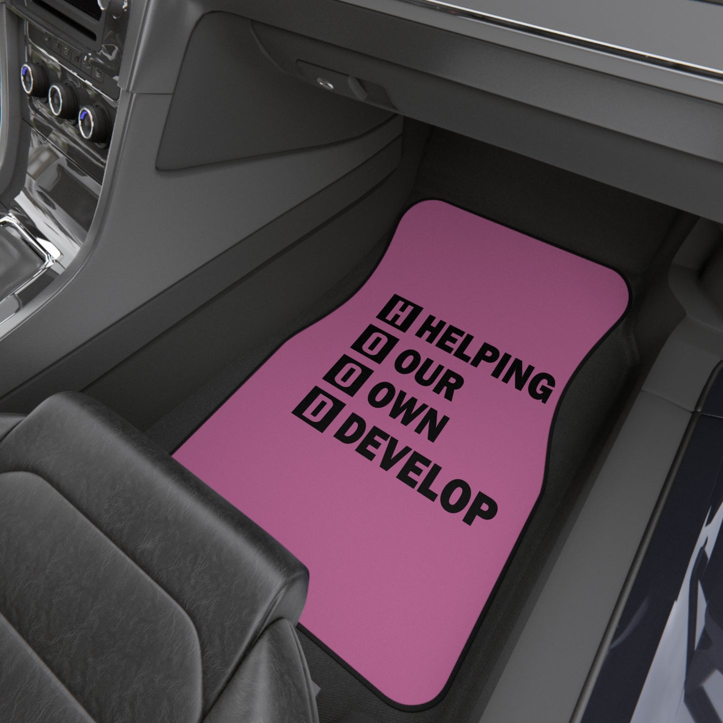 Car Mats — Pink 'HOOD: Helping Our Own Develop' Set of 4