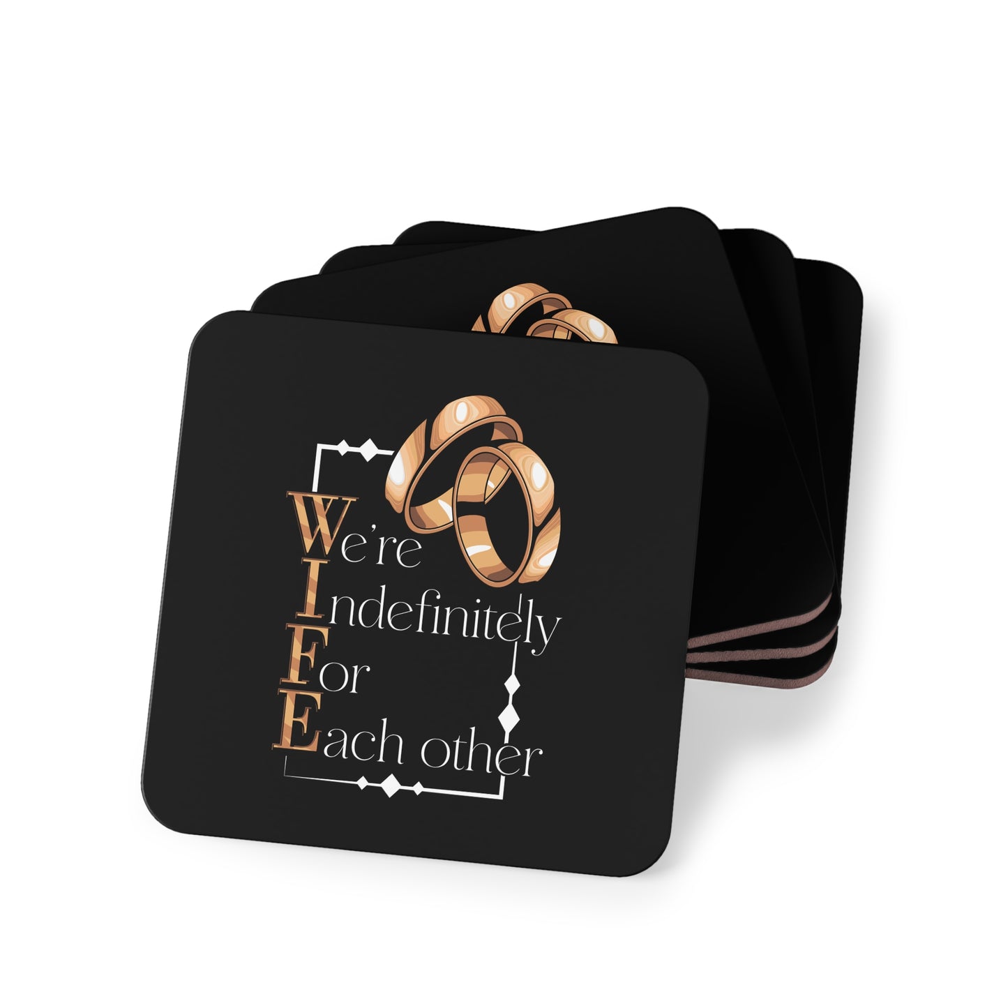 Wife "We're Indefinitely For Each Other" Coasters – Wedding & Anniversary Drink Coaster Set
