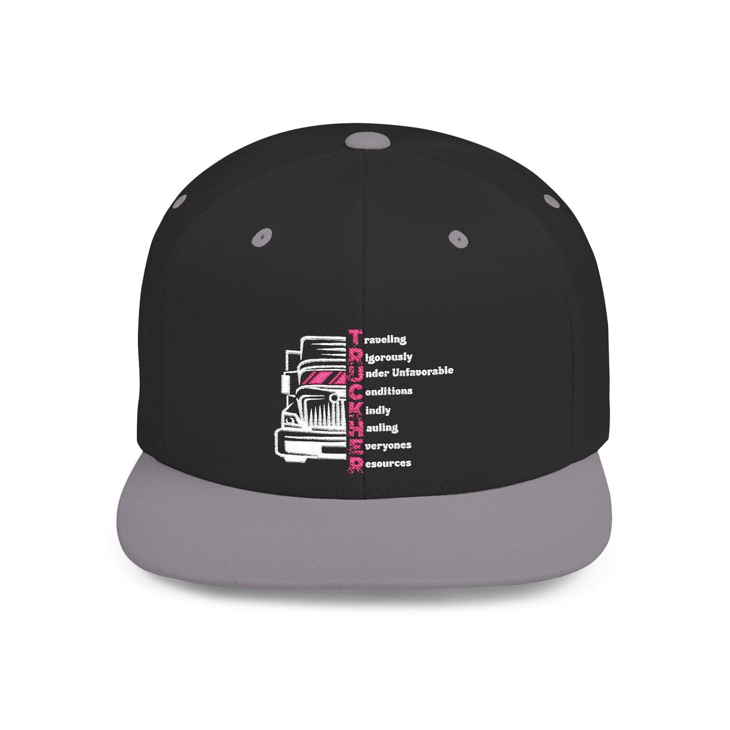 T.R.U.C.K.H.E.R. Flat Bill Snapback Hat, Trendy Cap for female truck drivers, Perfect Gift for Birthdays