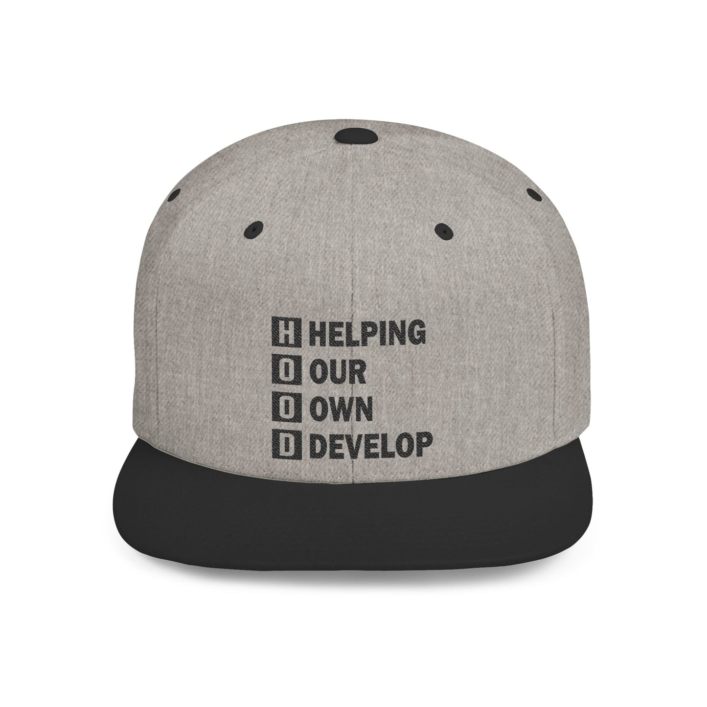 H.O.O.D. Helping Our Own Develop Snapback Hat | Motivational Cap for Community Support, Streetwear