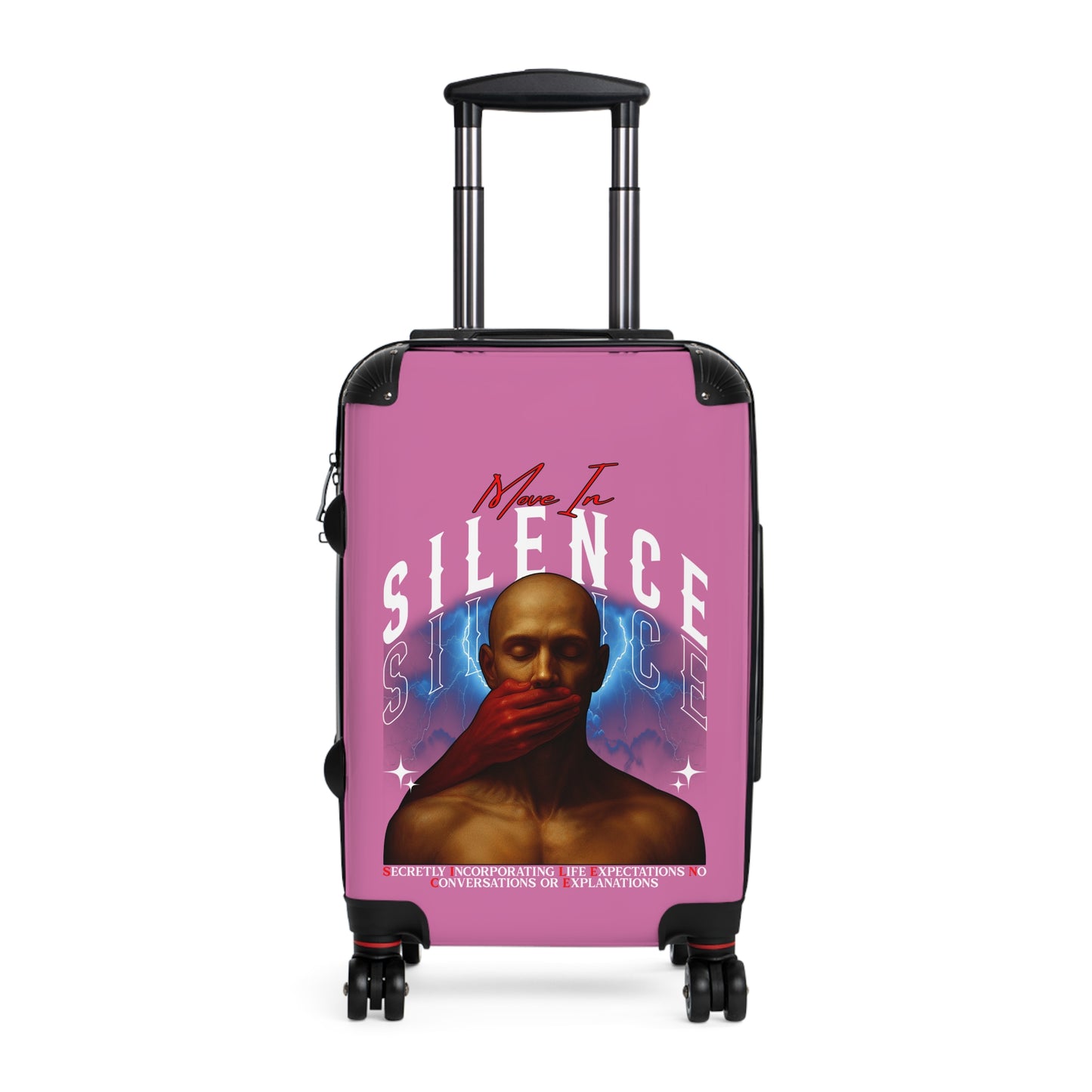 Move In S.I.L.E.N.C.E. (Secretly Incorporating Life Expectations No Conversations & Explanations) Artistic Suitcase with Empowering Design, Travel Luggage