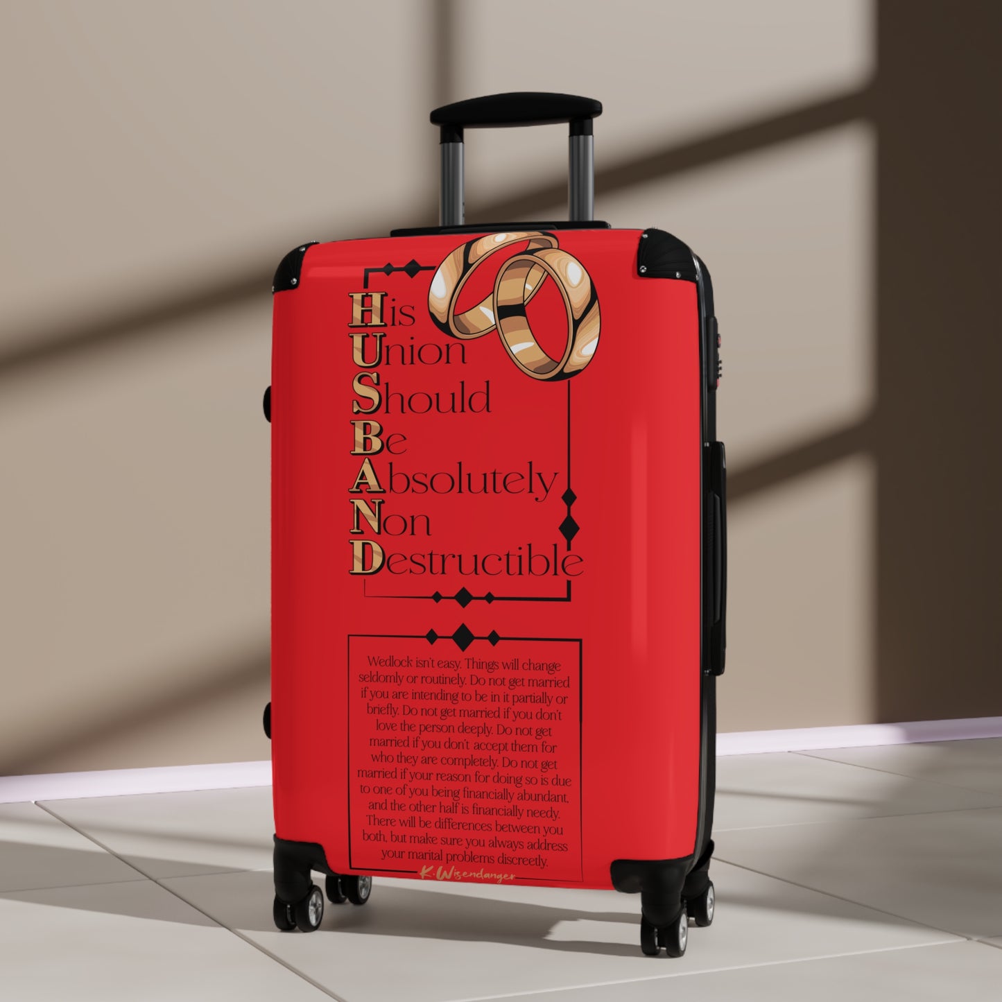 H.U.S.B.A.N.D. Durable Travel Suitcase for Couples, Wedding Gift, Unique Honeymoon Luggage, Personalized Travel Gear, Romantic Vacation Bag