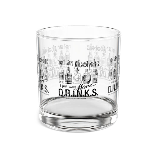 Not An Alcoholic D.R.I.N.K.S. Whiskey Rocks Glass, Fun Barware for Cocktail Lovers, Ideal Gift for Birthdays, Weddings, or Housewarming