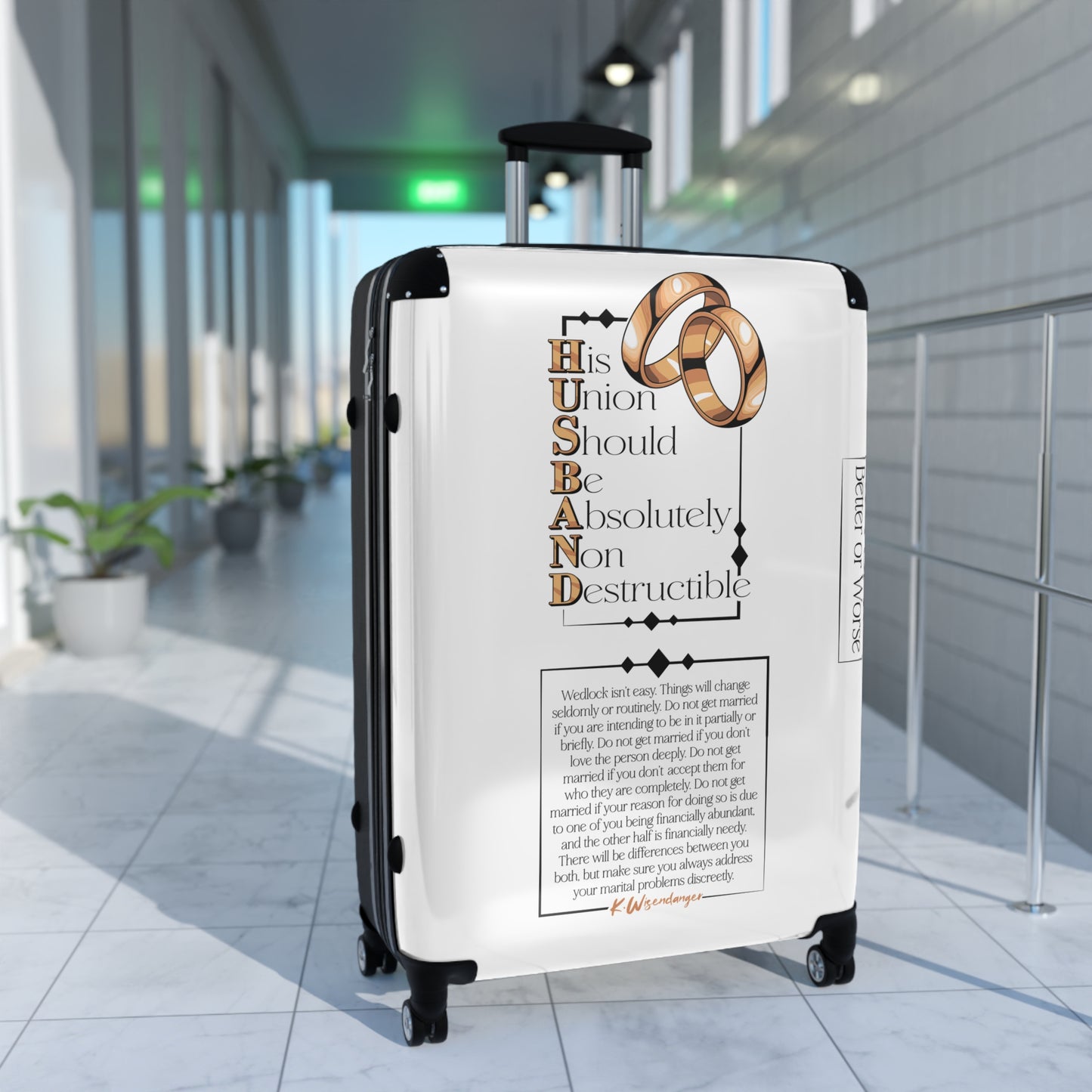 HUSBAND Suitcase with Inspirational Quote, Travel Gear, Honeymoon Essentials, Gift for Couples, Personal Luggage
