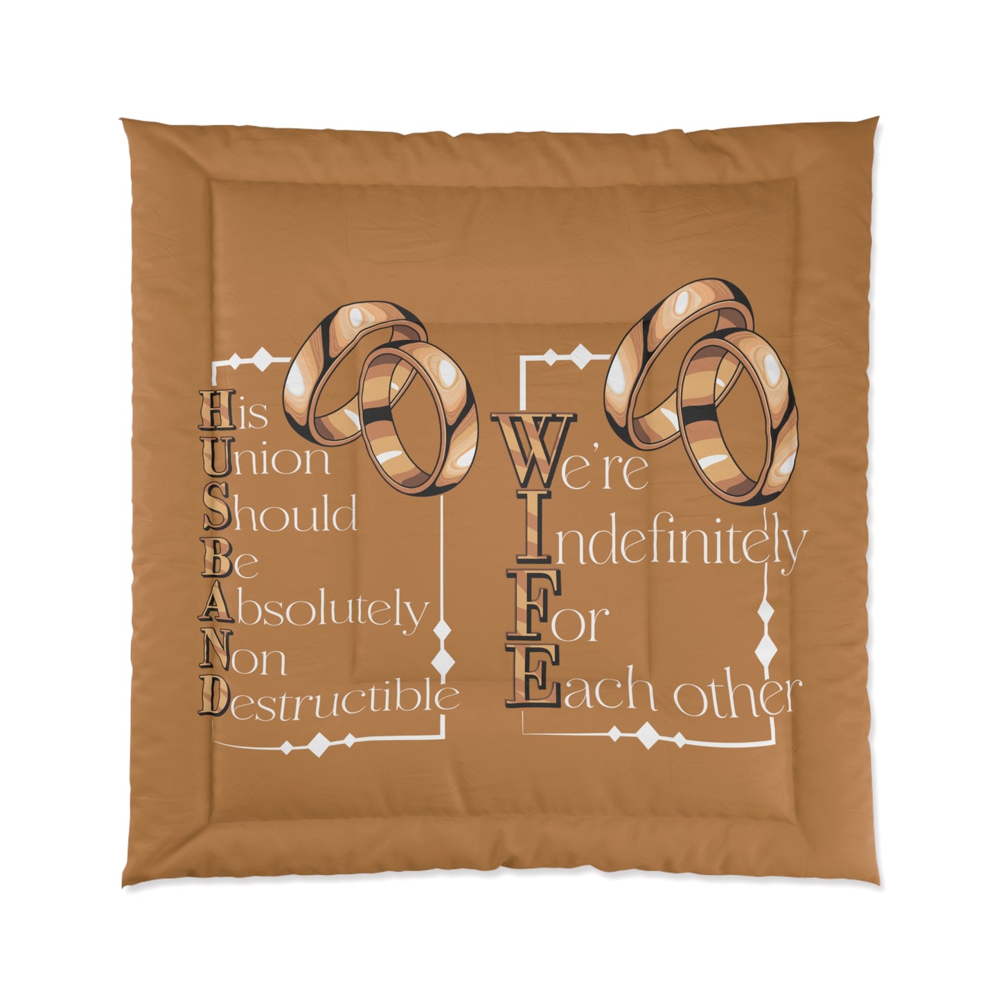 H.U.S.B.A.N.D. W.I.F.E. Wedding Comforter | Indestructible Love Bedding, Marriage Gift, Anniversary Decor, Relationship Comforter, Couples Bedroom