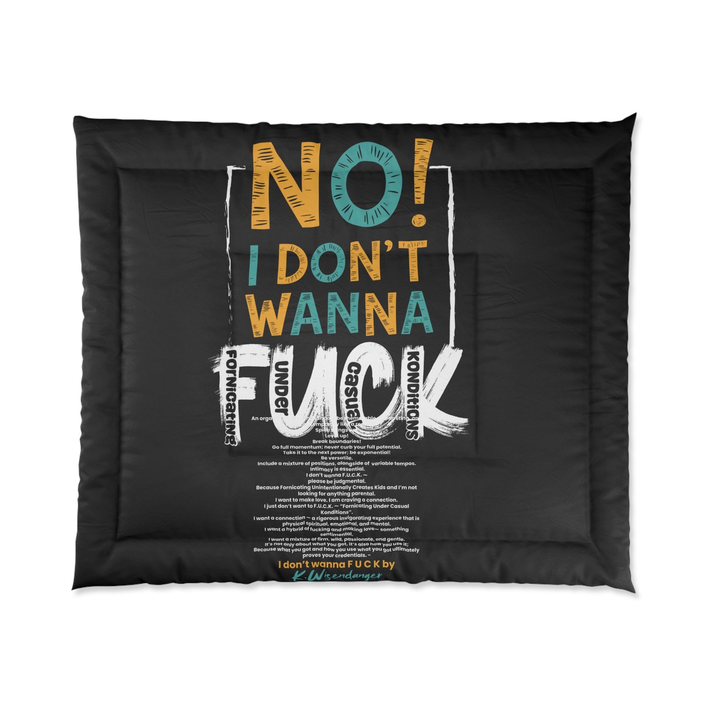 No! I Don't Wanna F*ck Funny Comforter | Cozy Bedroom Décor, Humorous Gift, Unique Bedding, Quirky Bedroom Idea, Mood Enhancer