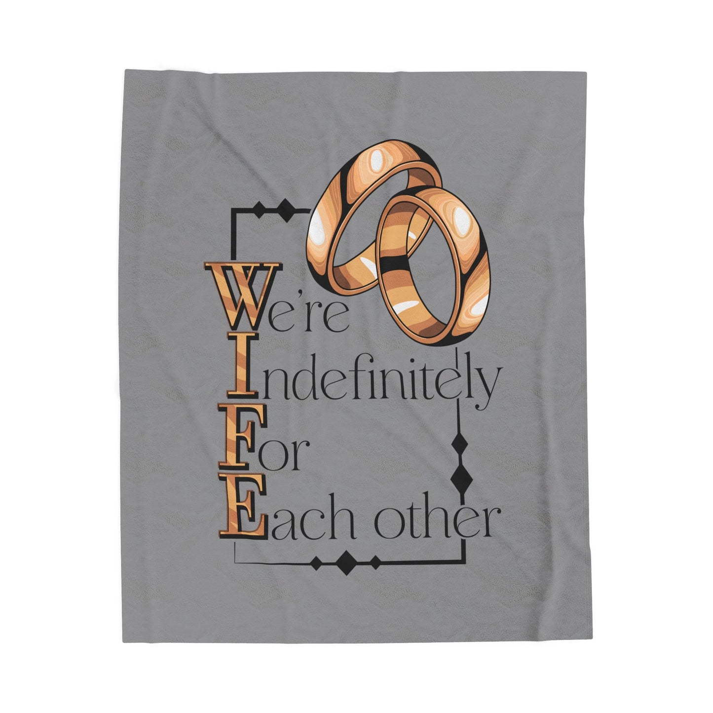 W.I.F.E. Couples Velveteen Plush Blanket, Wedding Gift, Anniversary Present, Home Decor, Soft Throw for Newlyweds