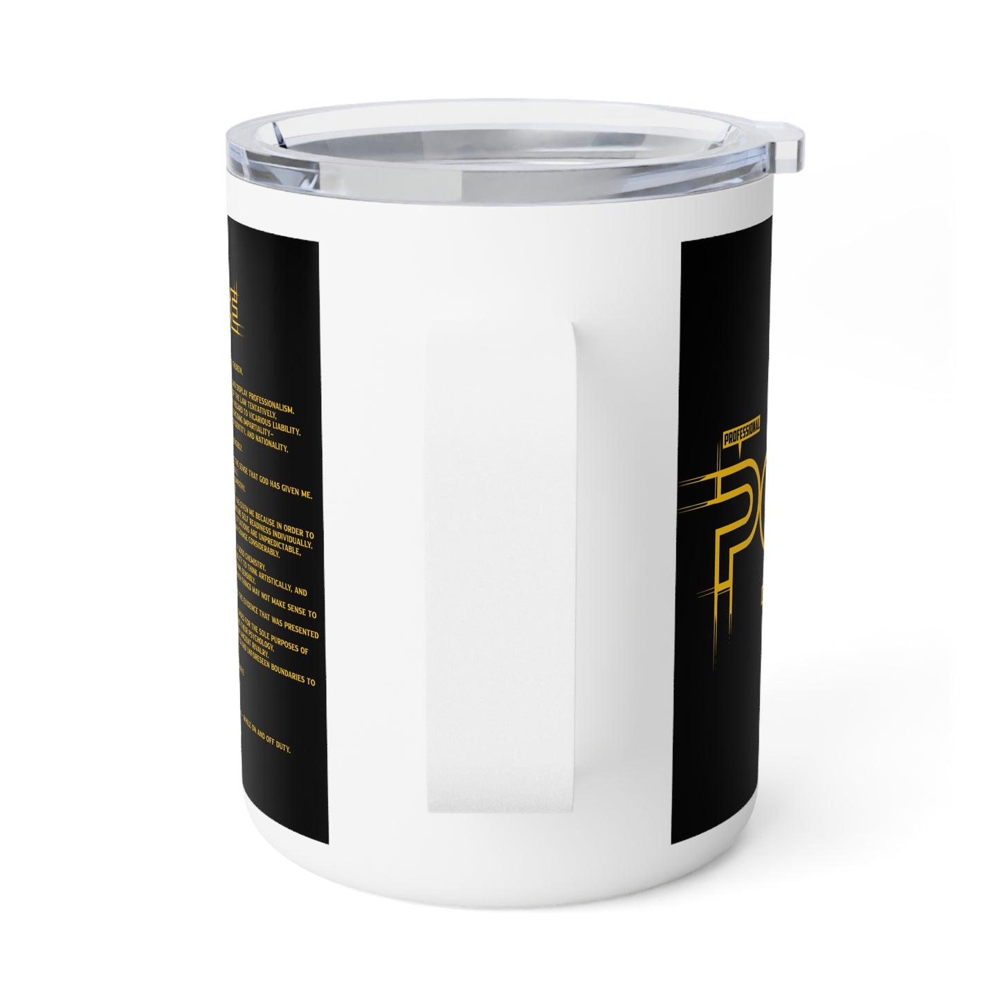 P.O.L.I.C.E. (Professional Officer of Law Improving Communities on Earth) Insulated Coffee Mug with Bold Design for Law Enforcement
