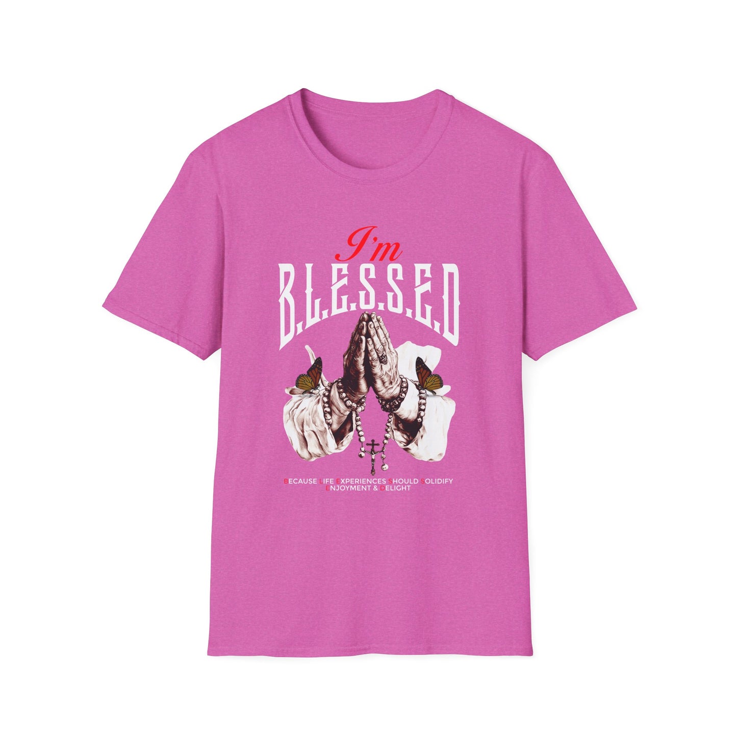 B.L.E.S.S.E.D. T-Shirt for Spirituality and Faith, Unisex Softstyle Tee