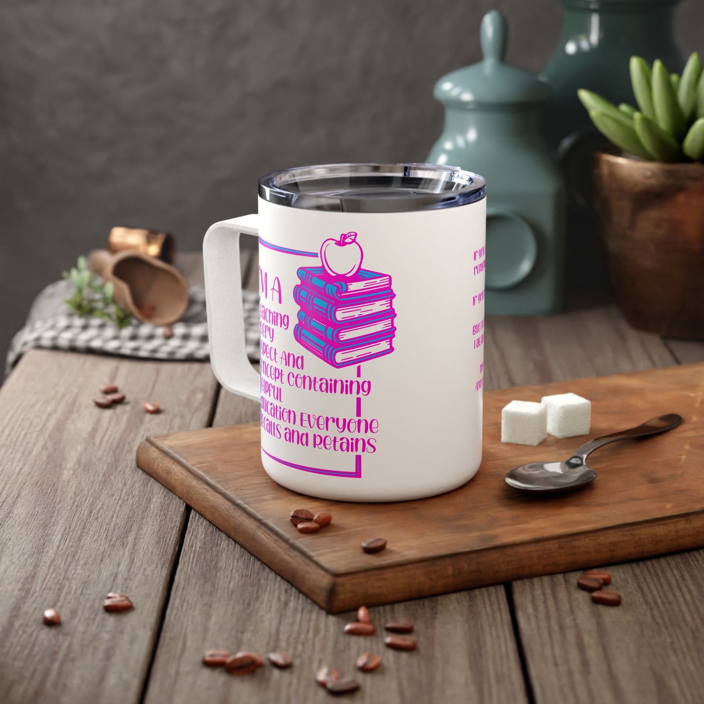 T.E.A.C.H.E.R. Teacher's Insulated Coffee Mug - Perfect Gift for Educators, Back to School, Teacher Appreciation, Motivational Beverage Container