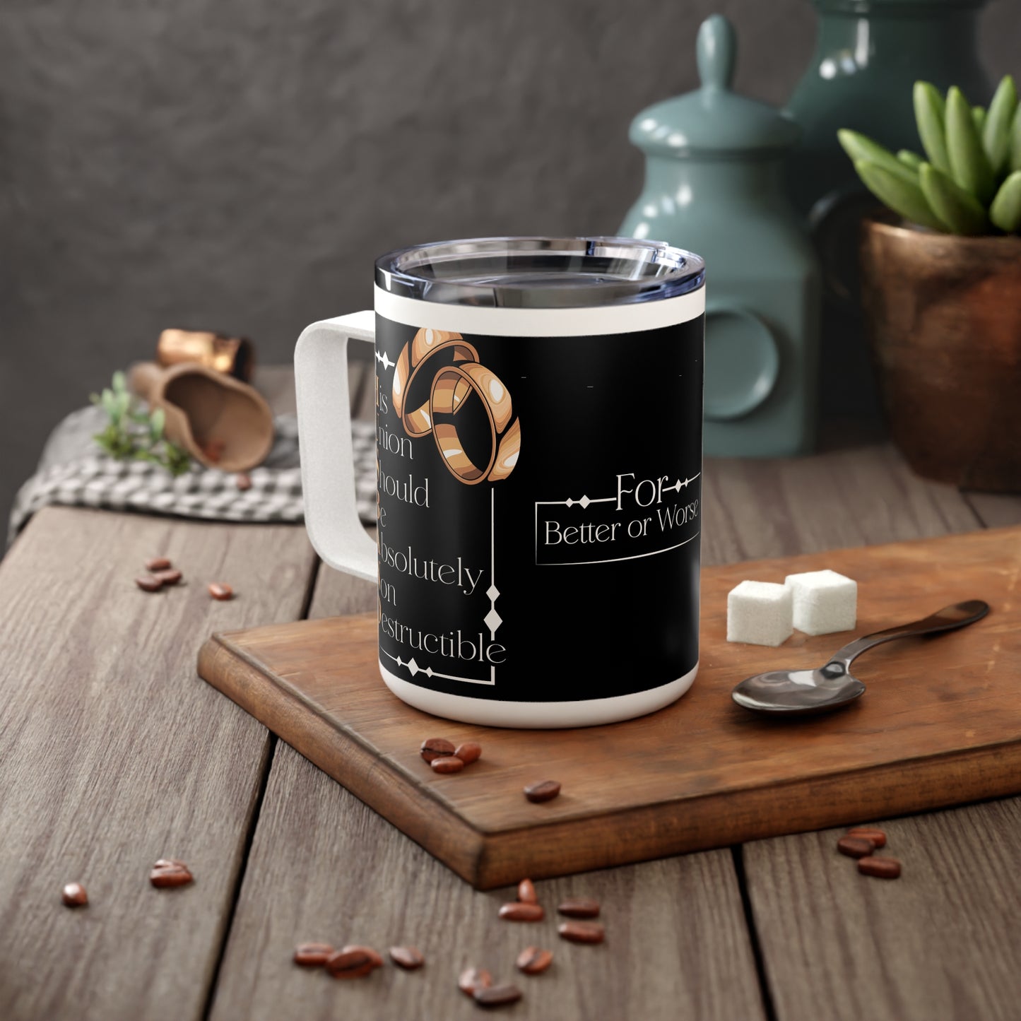 H.U.S.B.A.N.D. (His Union Should Be Absolutely Non Destructible) Insulated Coffee Mug - 'For Better or Worse' Wedding Gift, Funny Housewarming Present, Perfect for Newlyweds, Unique Gift for Him, [...]