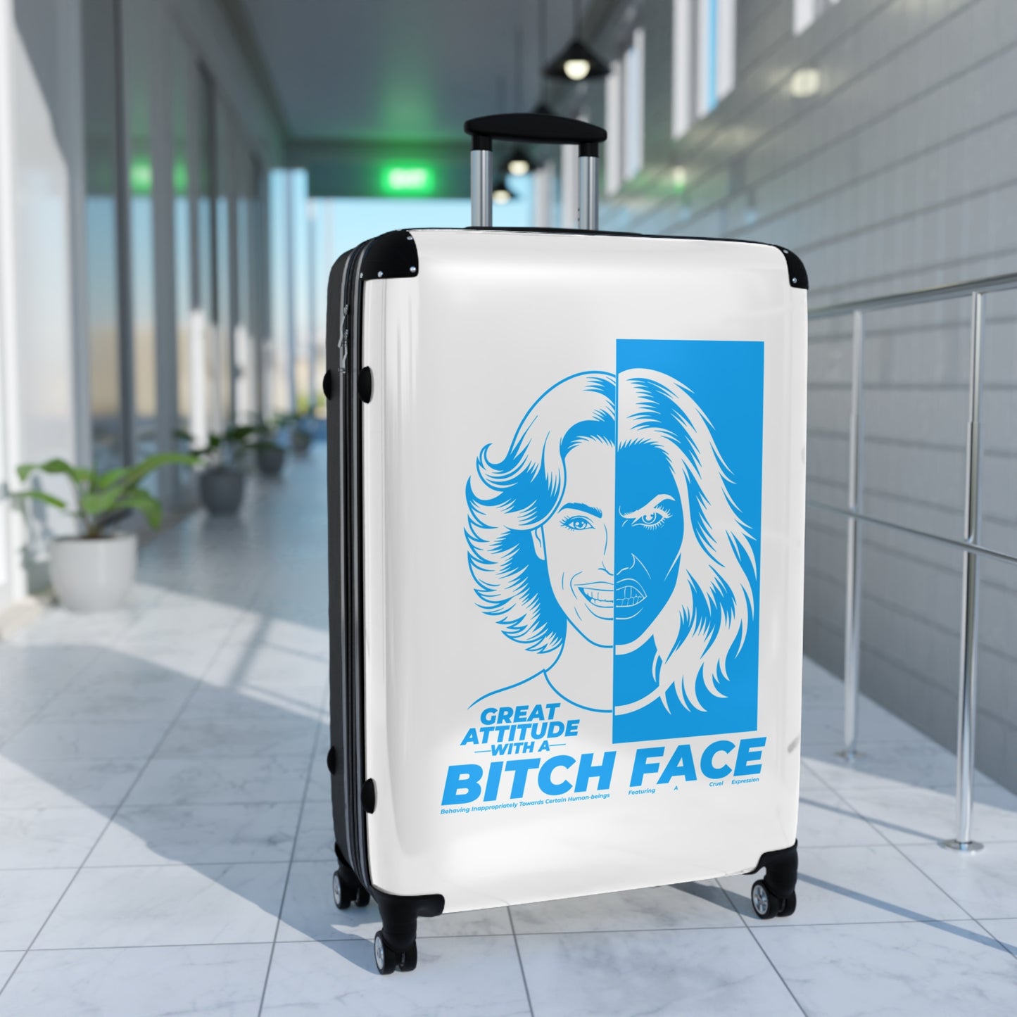 Resting Bitch Face Suitcase, Trendy Luggage, Stylish Travel Bag, Vacation Gear, Gift for Travelers, Fun Travel Accessory
