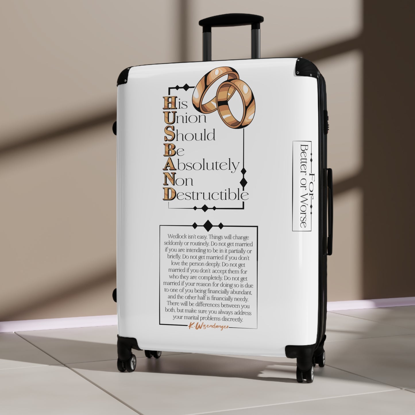 HUSBAND Suitcase with Inspirational Quote, Travel Gear, Honeymoon Essentials, Gift for Couples, Personal Luggage