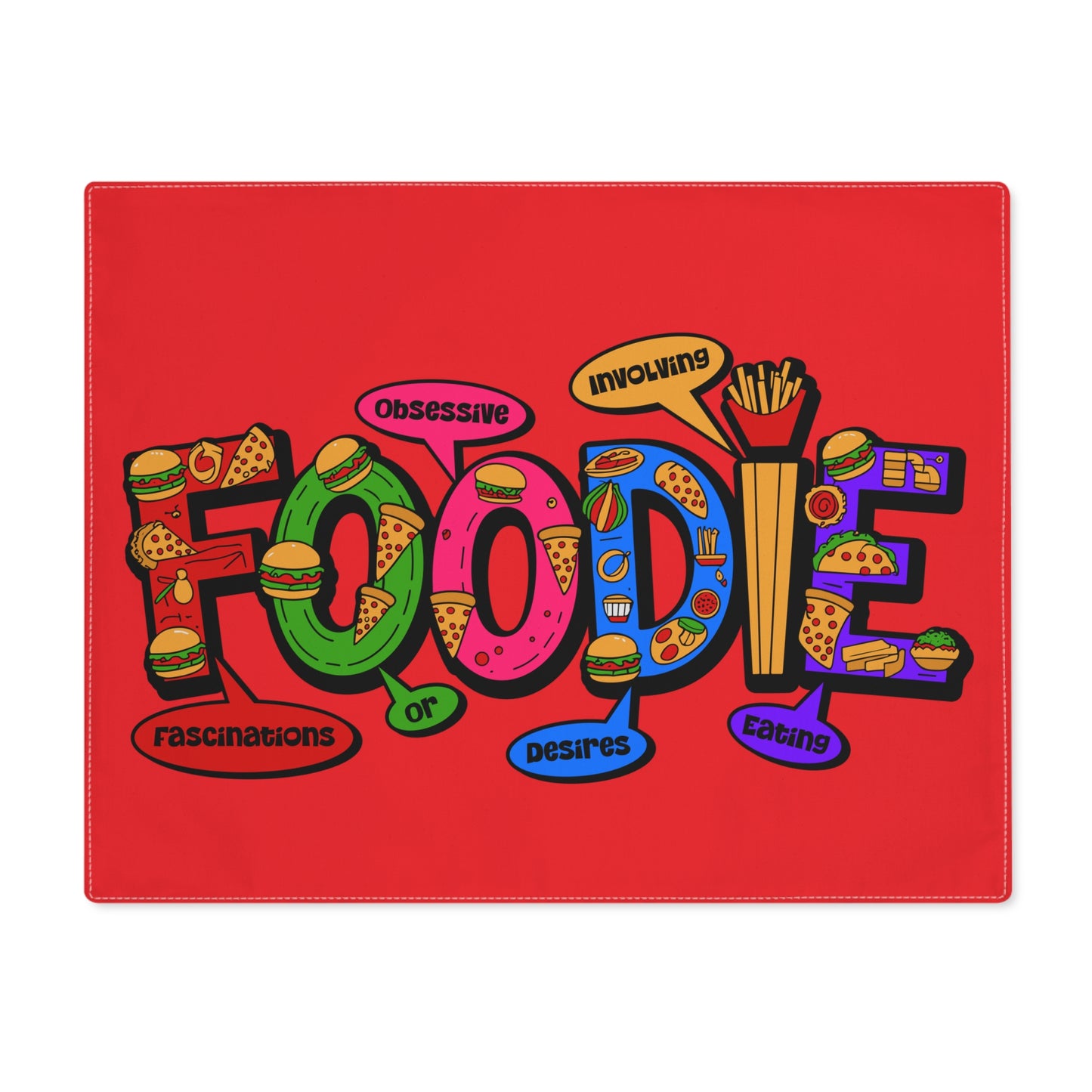 Foodie Placemat — Colorful Snack & Cuisine Word Art Table Mat