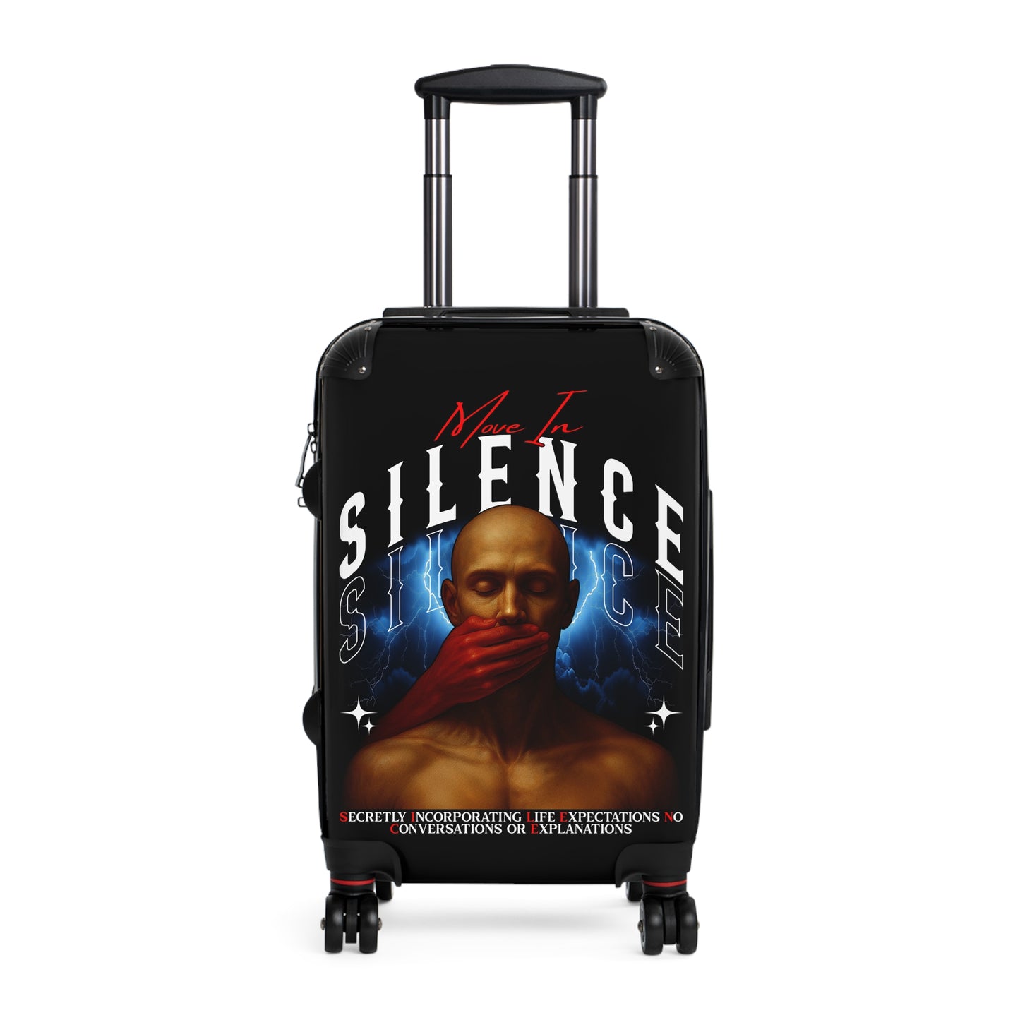 Move In S.I.L.E.N.C.E. Travel Suitcase with Artistic Design, Unique Luggage for Stylish Travelers