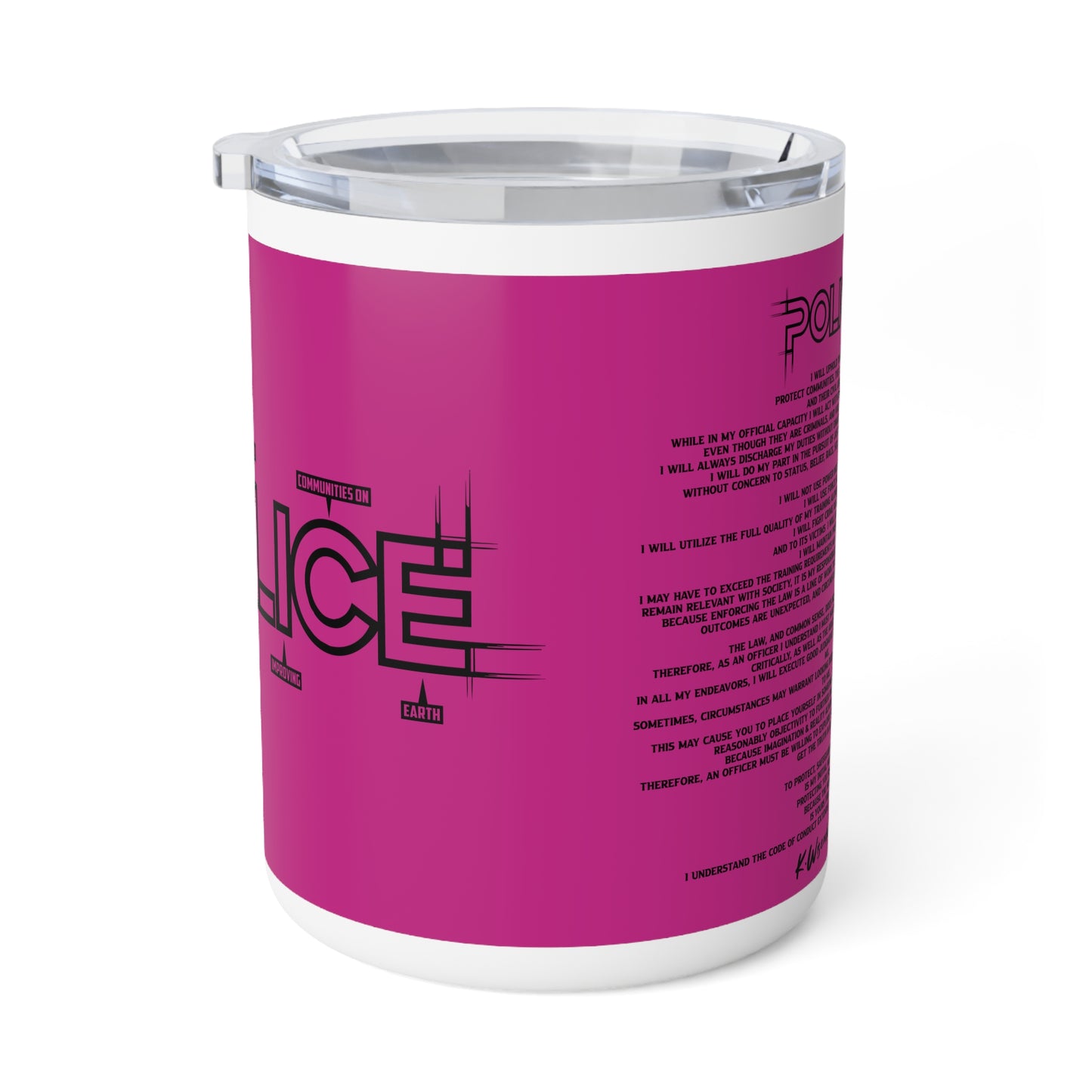 P.O.L.I.C.E. (Professional Officer of Law Improving Communities on Earth) Vibrant Insulated Coffee Mug, Fun Gift for Coffee Lovers, Law Enforcement