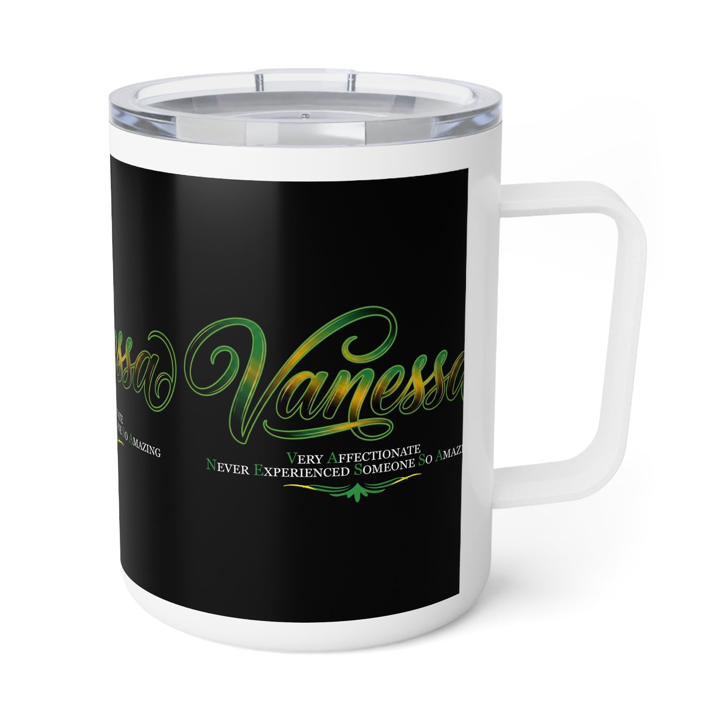 Vanessa Personalized 10oz Insulated Coffee Mug – Custom Name Travel Mug