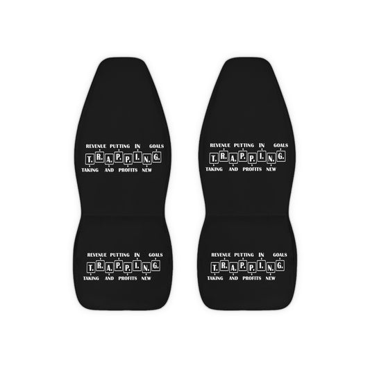 Trapping Black Polyester Car Seat Covers — Streetwear-Inspired Graphic Auto Protector