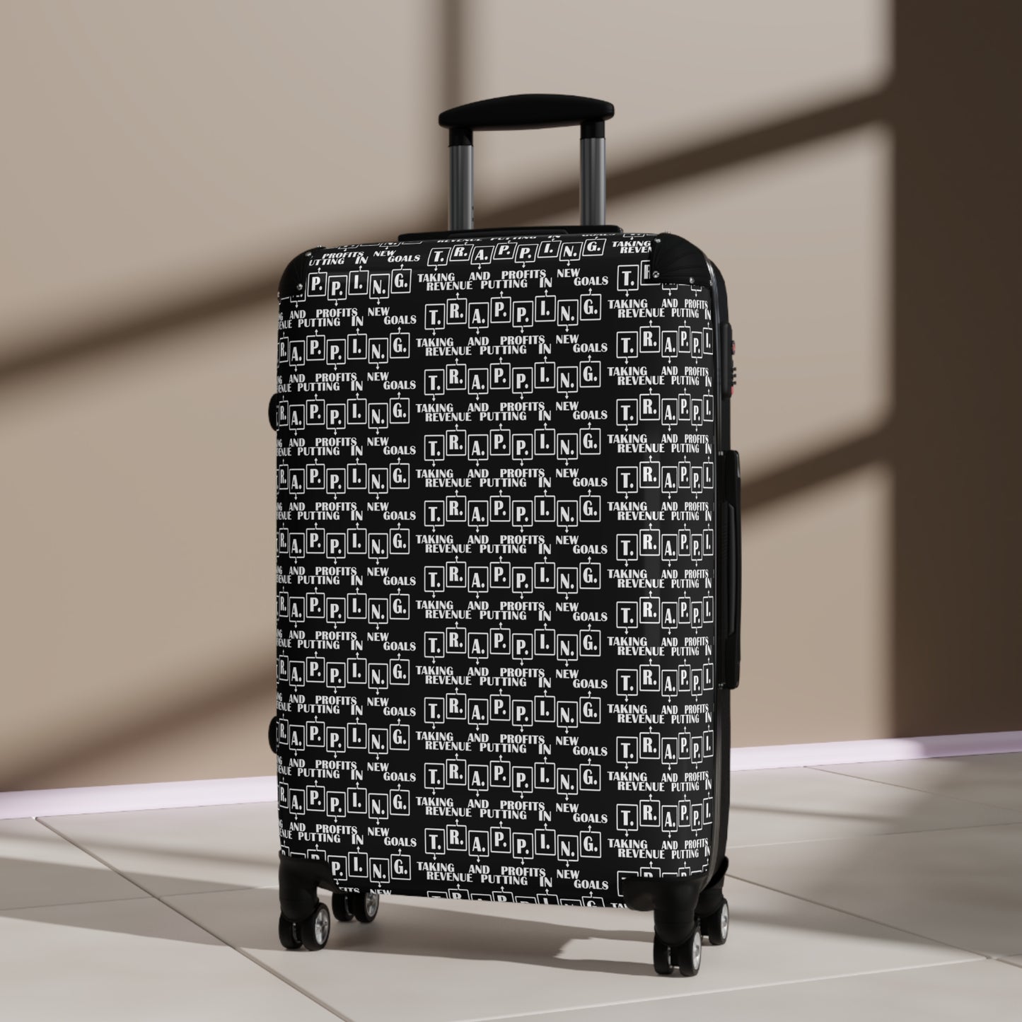 TRAPPING Stylish Travel Suitcase, Trendy Luggage, Black Pattern Carry-On,