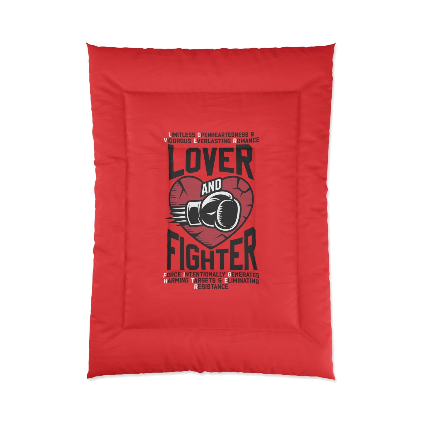 L.O.V.E.R. & F.I.G.H.T.E.R. Comforter - Bold Red Bedding for Fighters & Lovers, Bohemian Bedroom Decor, Gift for Couples, Romantic Home Accents, [...]