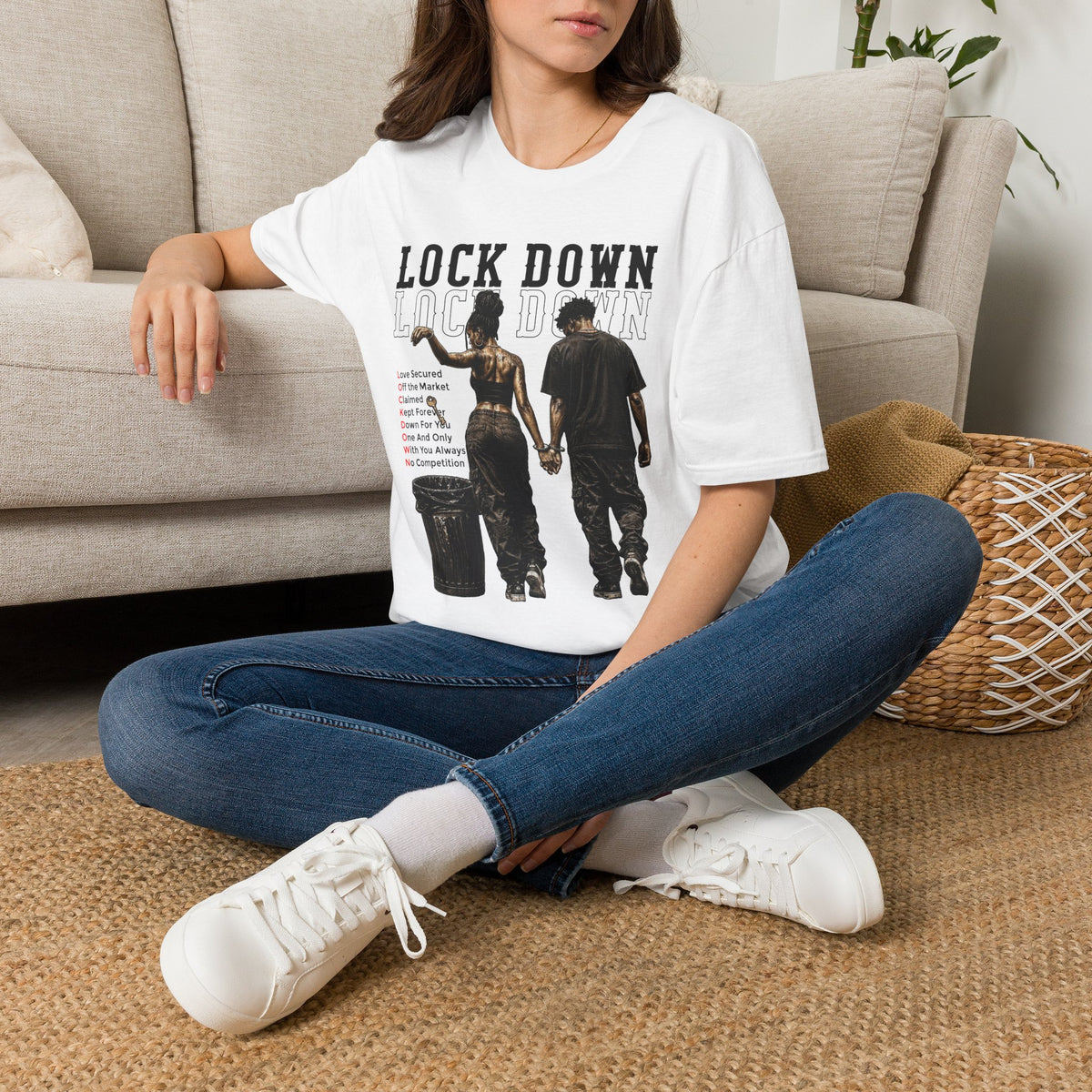 Lock Down Graphic T-Shirt — Holding Hands Street Art Design