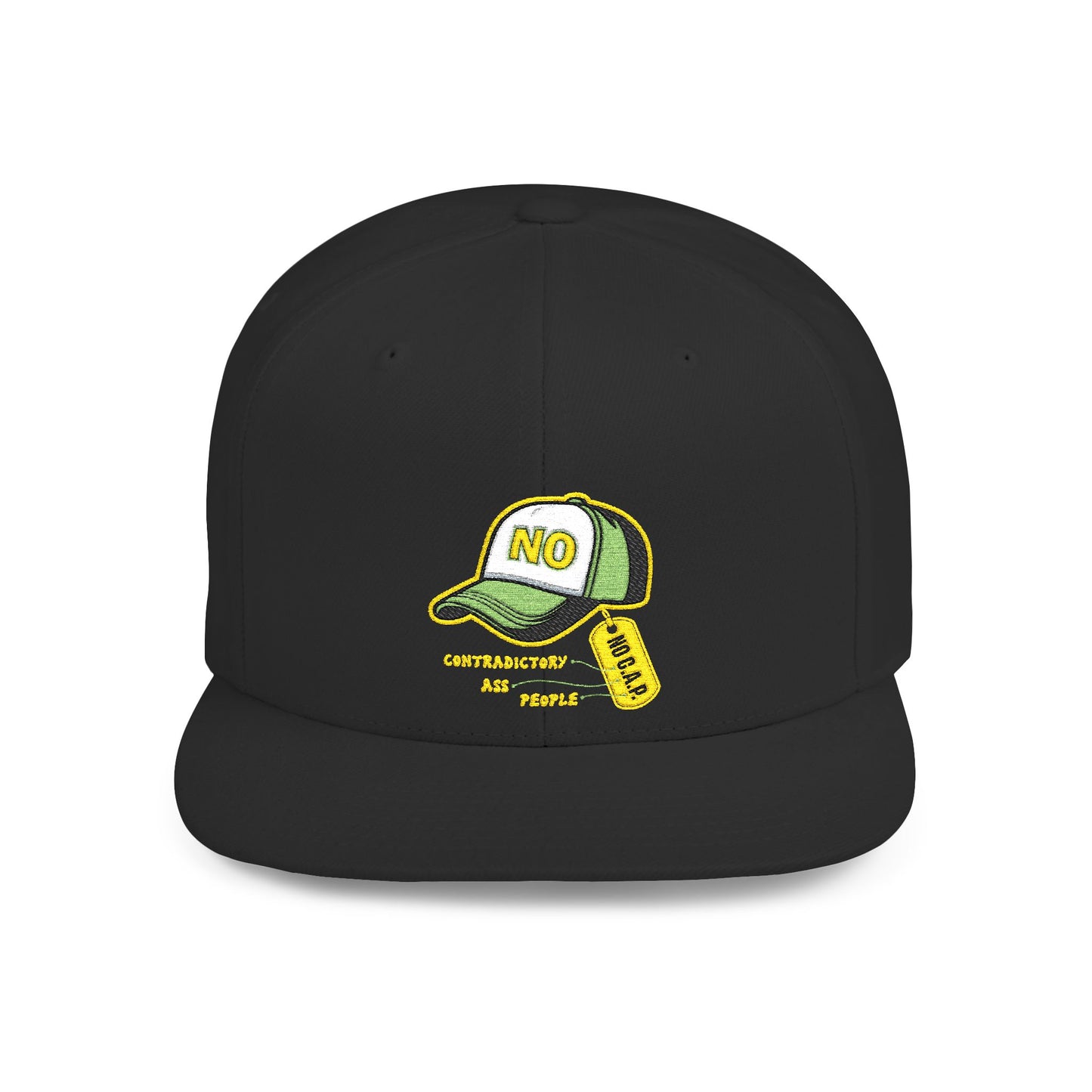 No C.A.P. Cool Flat Bill Snapback Hat, Trendy Cap for Casual Style