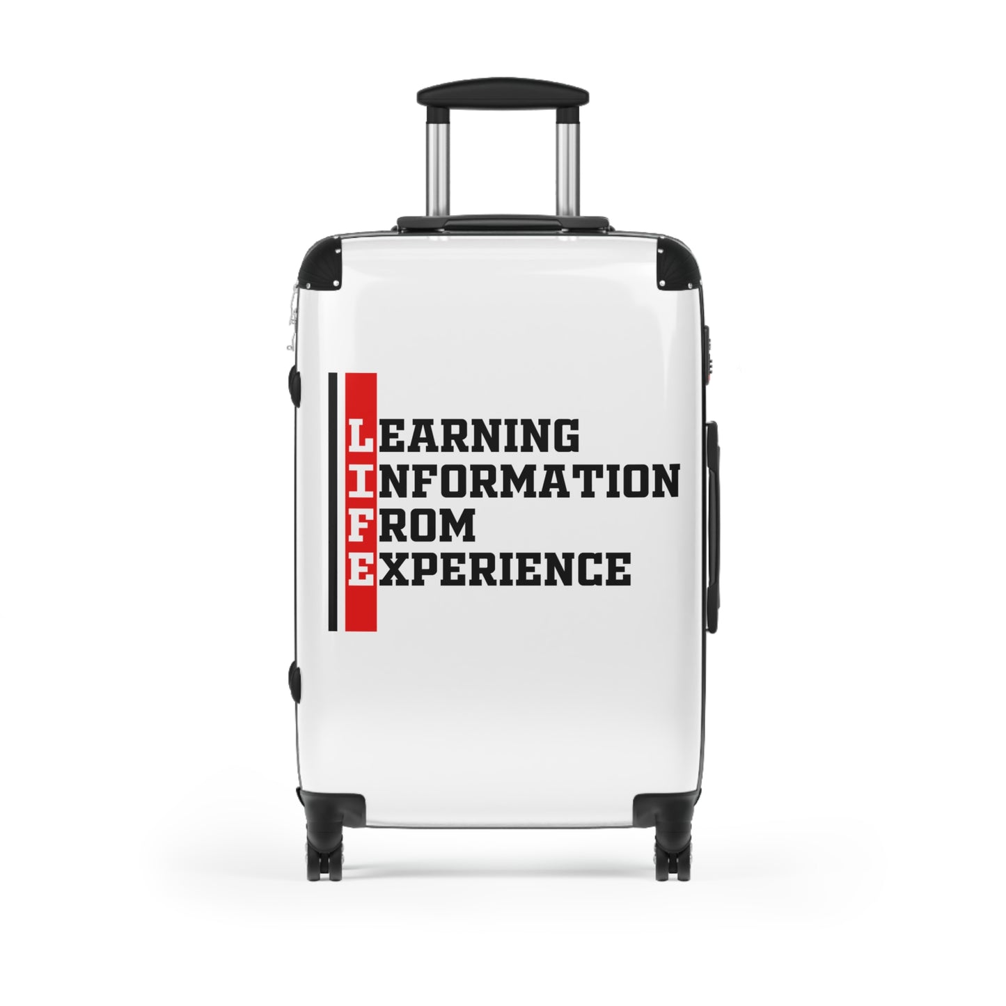 L.I.F.E (Learning Information From Experience) Inspirational Suitcase for Travelers, Durable Luggage for Life Experiences, Travel Accessories, Perfect Graduation Gift, Adventure Ready