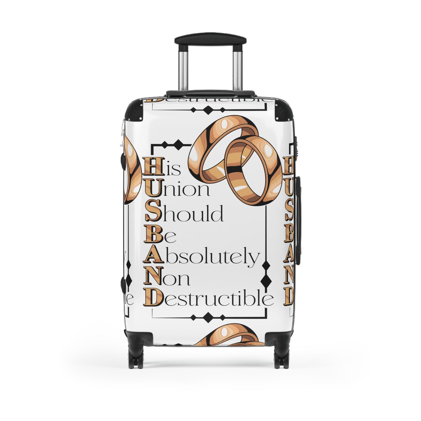 H.U.S.B.A.N.D.Personalized Travel Suitcase with Inspirational Wedding Design - Perfect for Newlyweds, Honeymoon, Anniversary Gifts, Wedding Travel