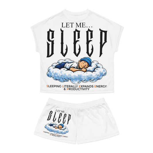 Let Me Sleep Women's Pajama Set – Cute Cloud Sleep Graphic Shorts Set