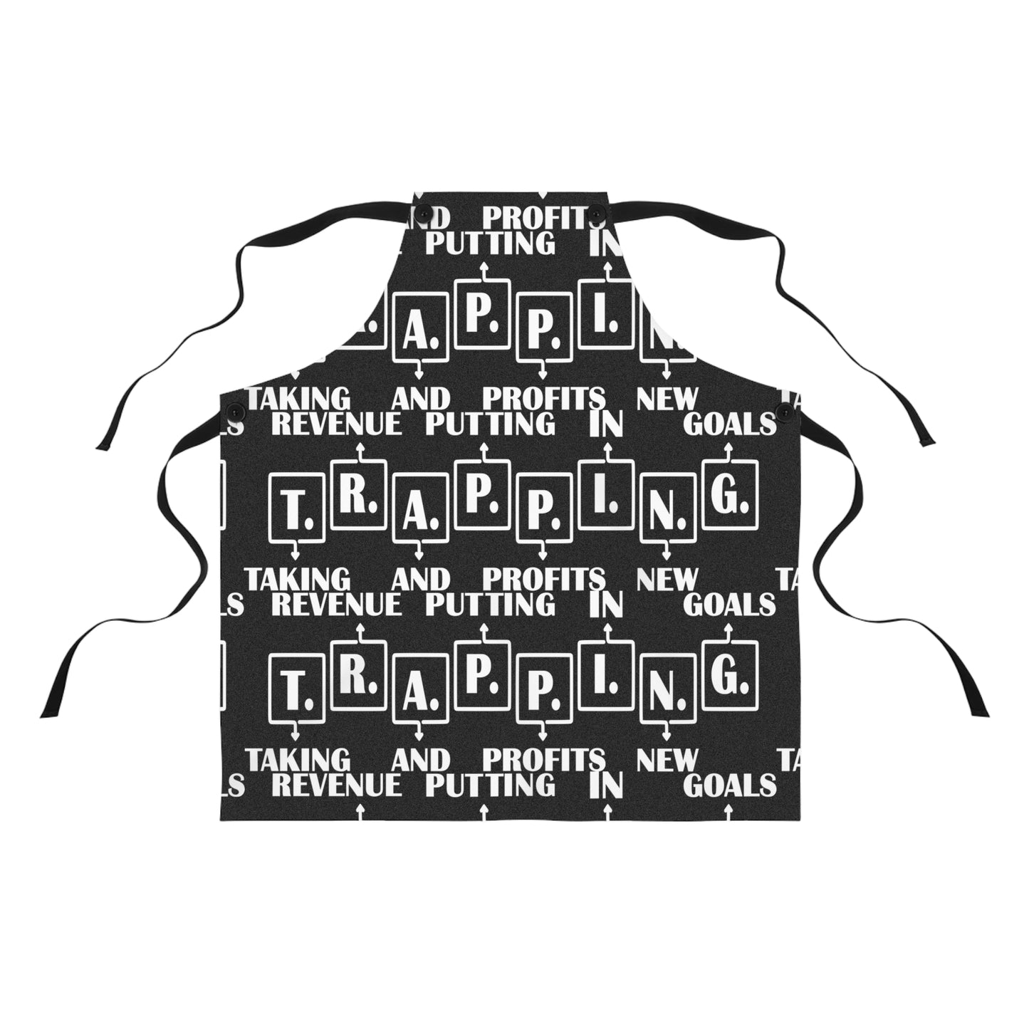 Trapping Apron – Black Graphic Cooking Apron with 'Trapping' Typography