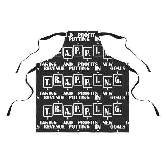Trapping Apron – Black Graphic Cooking Apron with 'Trapping' Typography