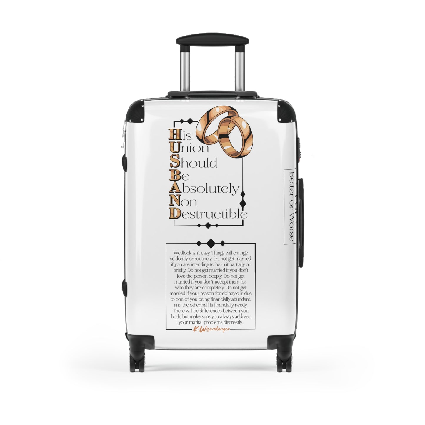 HUSBAND Suitcase with Inspirational Quote, Travel Gear, Honeymoon Essentials, Gift for Couples, Personal Luggage